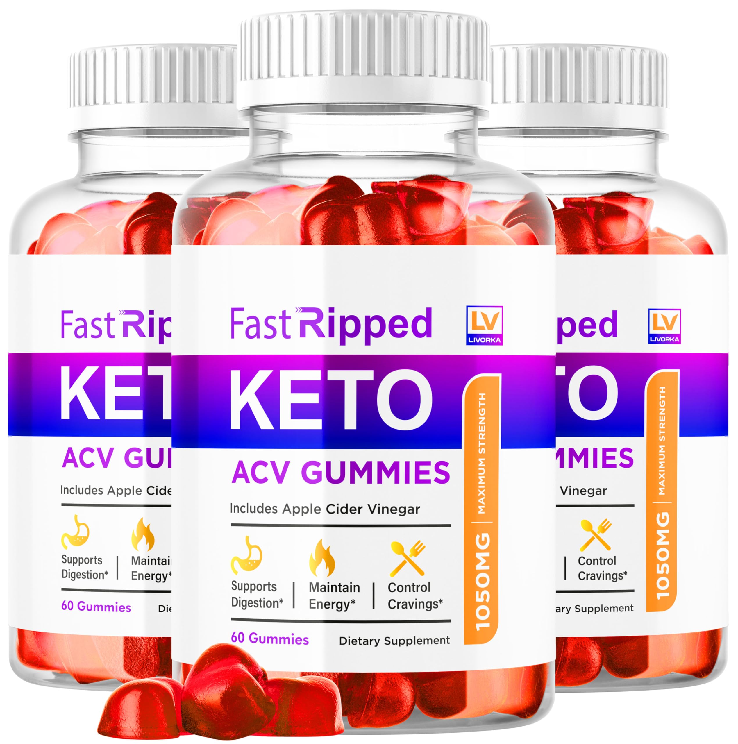 LIVORKA Fast Ripped Keto ACV Gummies bottle for convenient daily use.