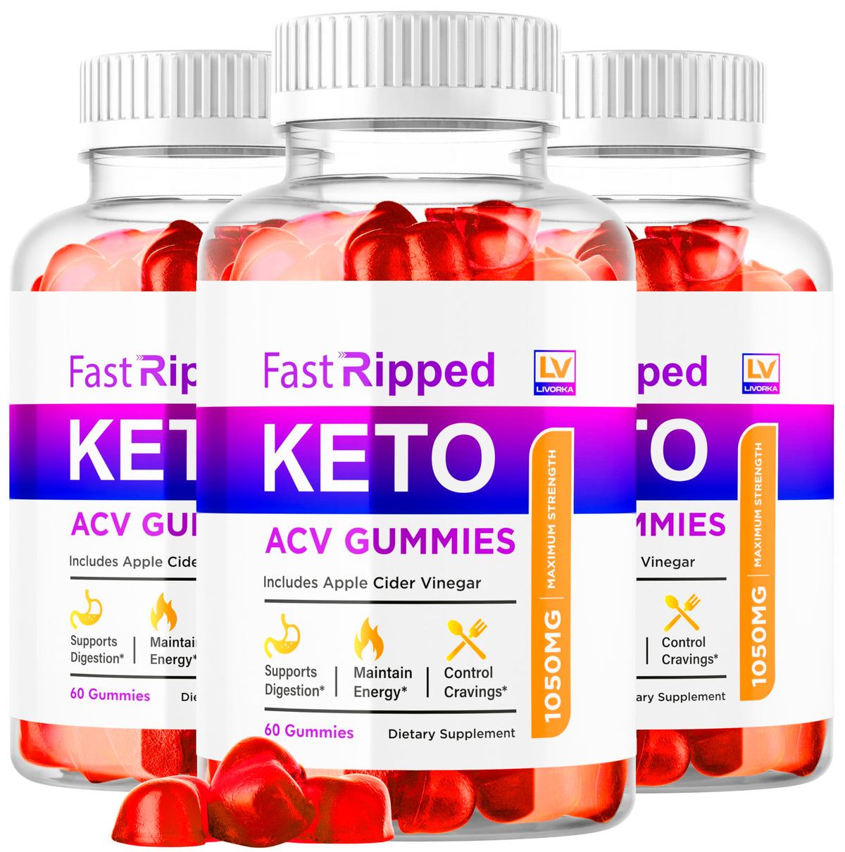 LIVORKA Fast Ripped Keto ACV Gummies bottle for convenient daily use.