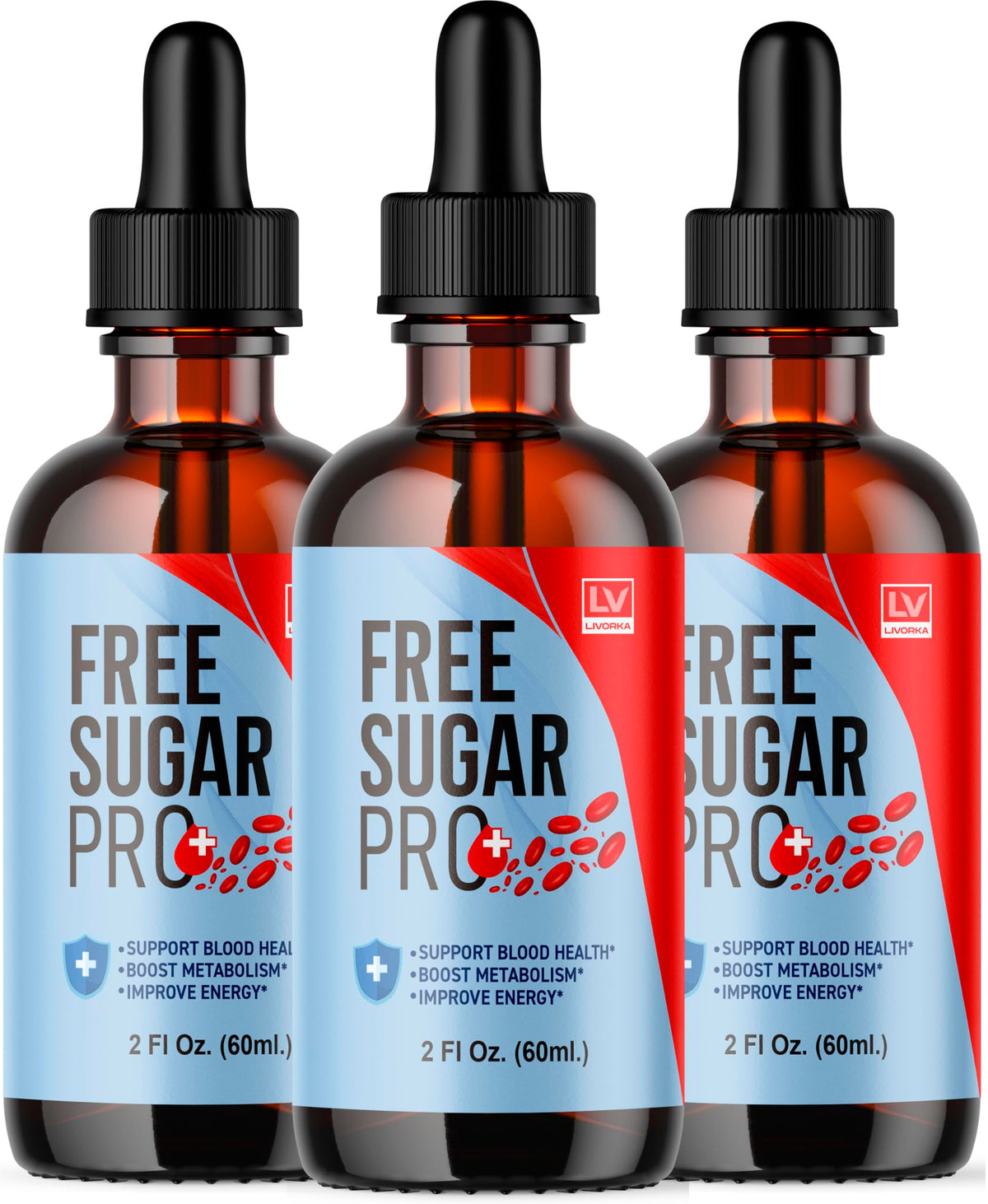 Livorka Free Sugar Pro Drops bottle front view for daily wellness routine.