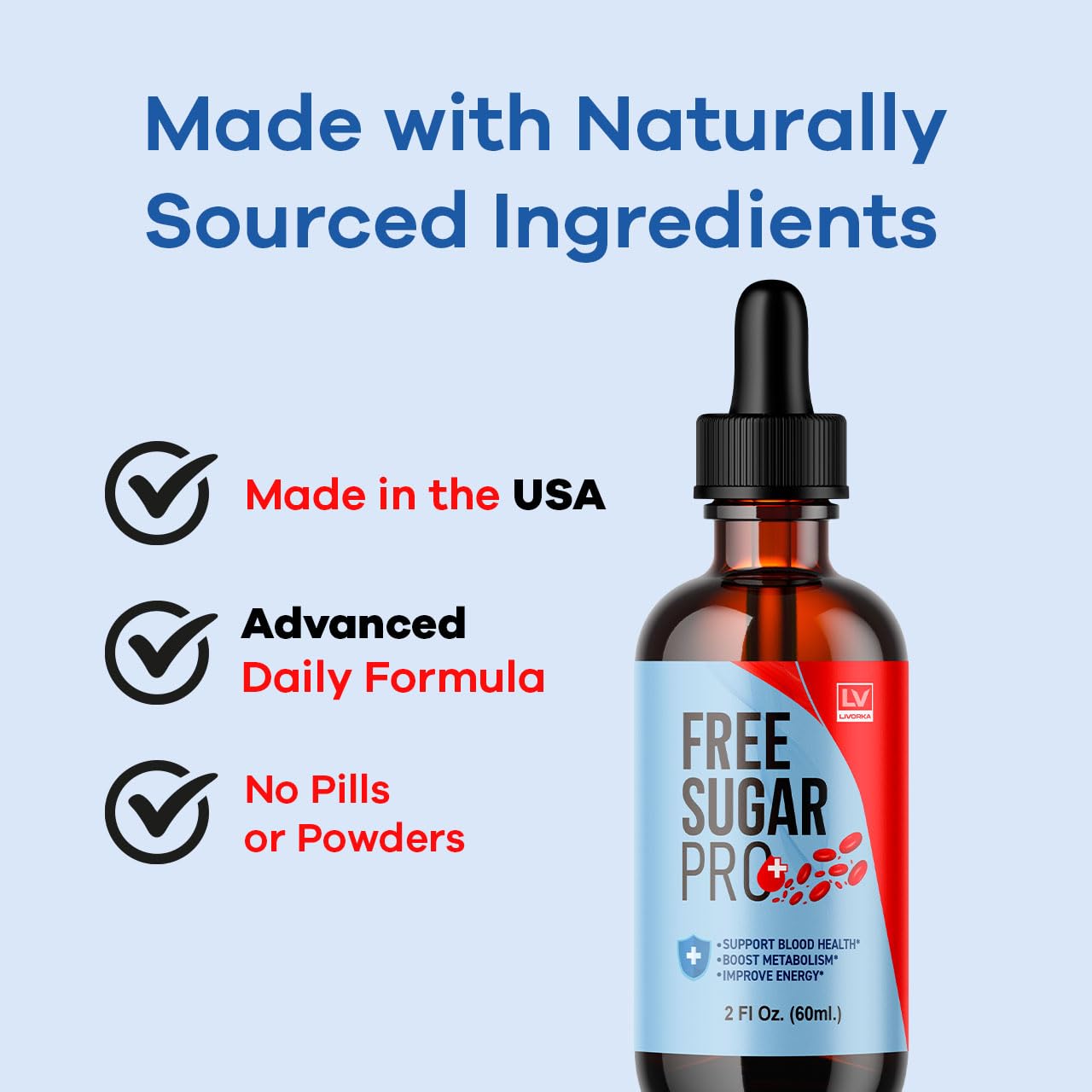 Livorka Free Sugar Pro Drops bottle on table during routine.