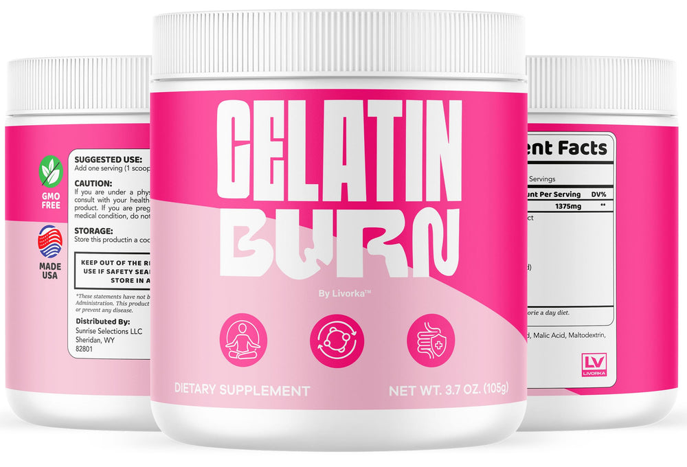 LIVORKA GelatinBurn scoop display for organized daily doses