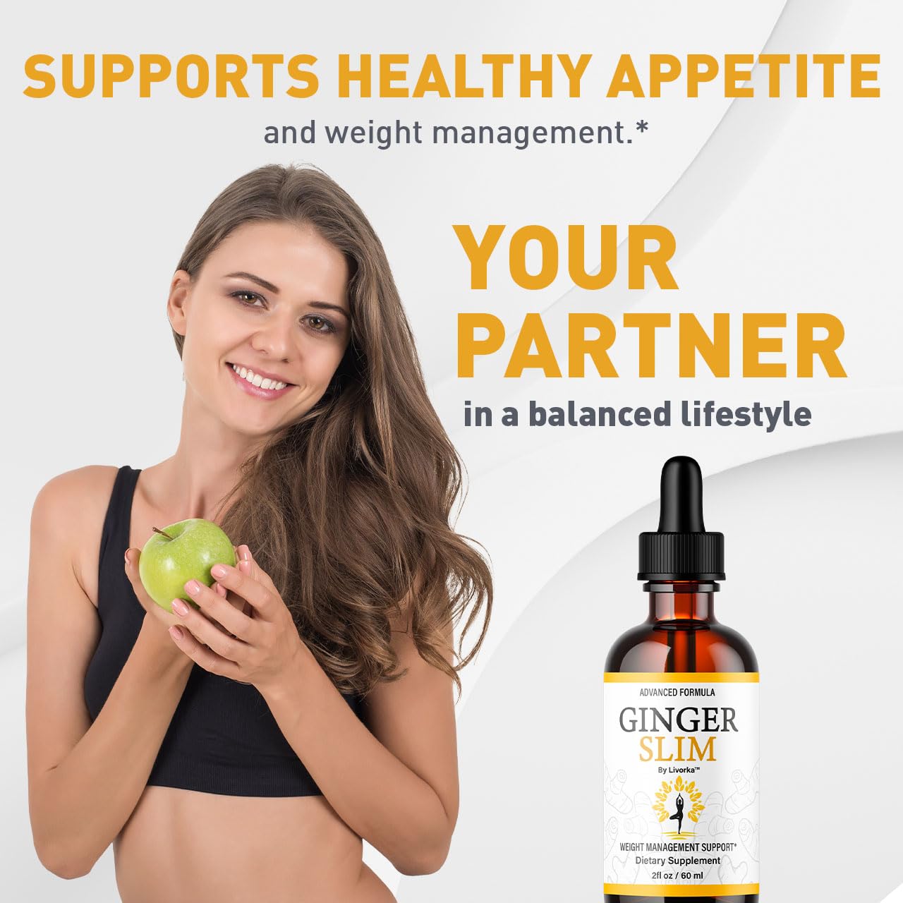 LIVORKA Ginger Slim Drops pour with dropper for convenient, precise dosing.