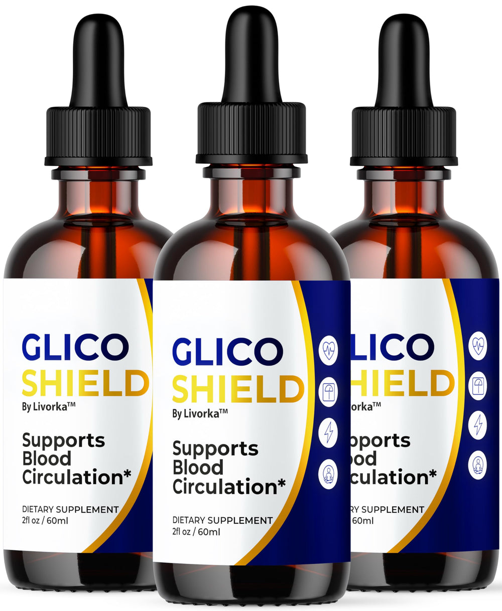LIVORKA GlicoShield Drops 3-pack bottle front for daily wellness support.