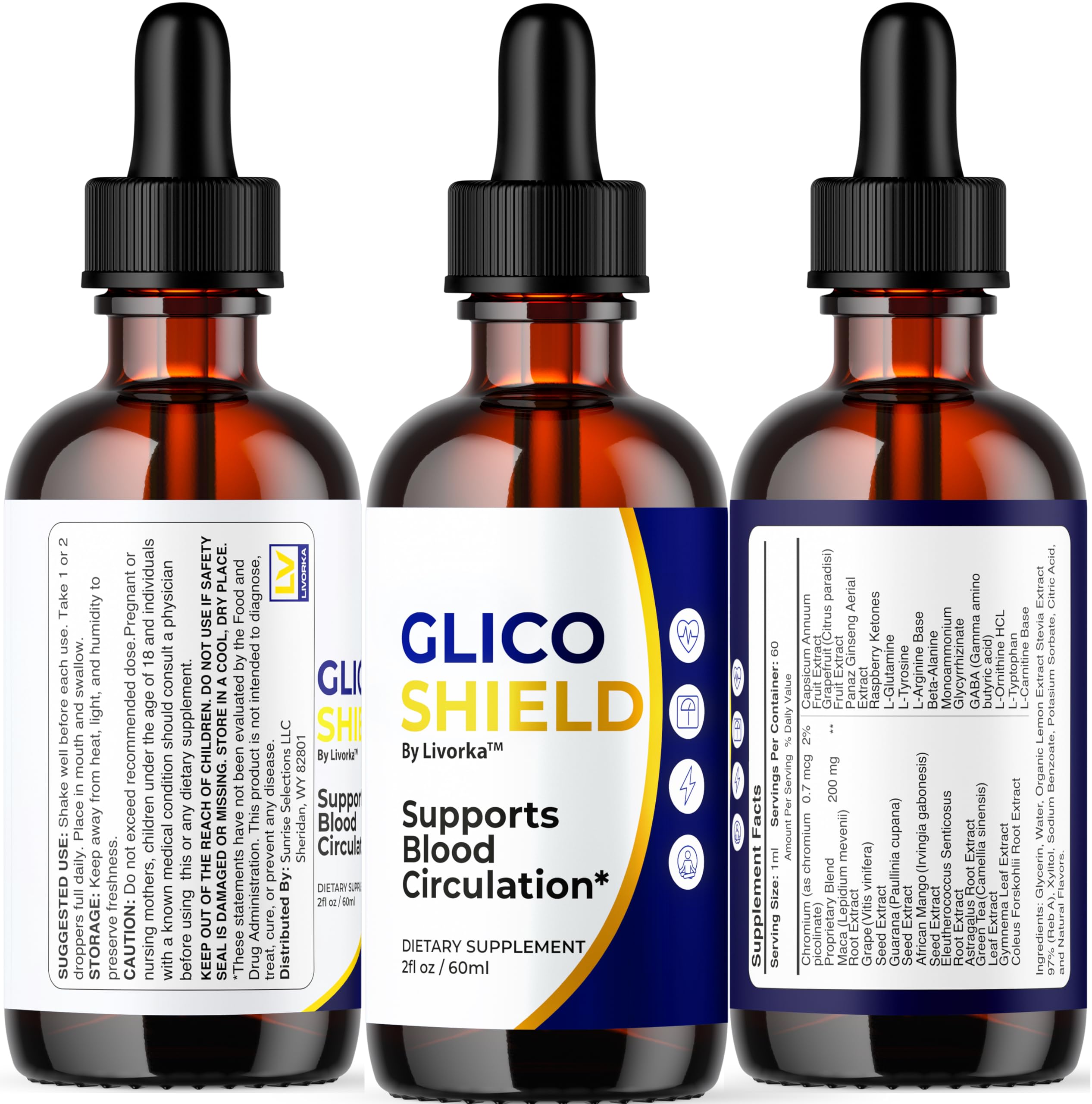 LIVORKA GlicoShield Drops reviews badge signals customer feedback.