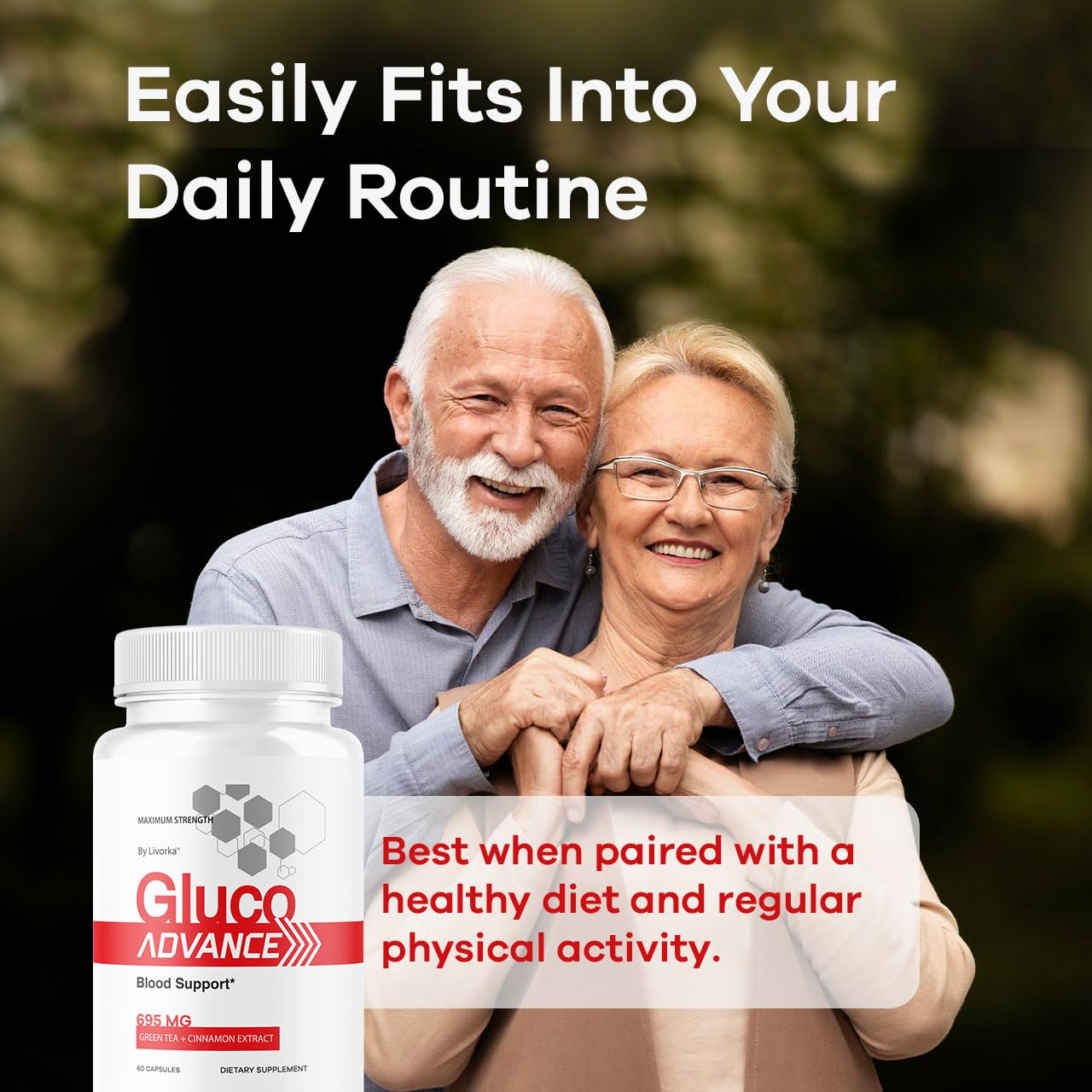 LIVORKA Gluco Advance daily dose image illustrates one capsule per day.