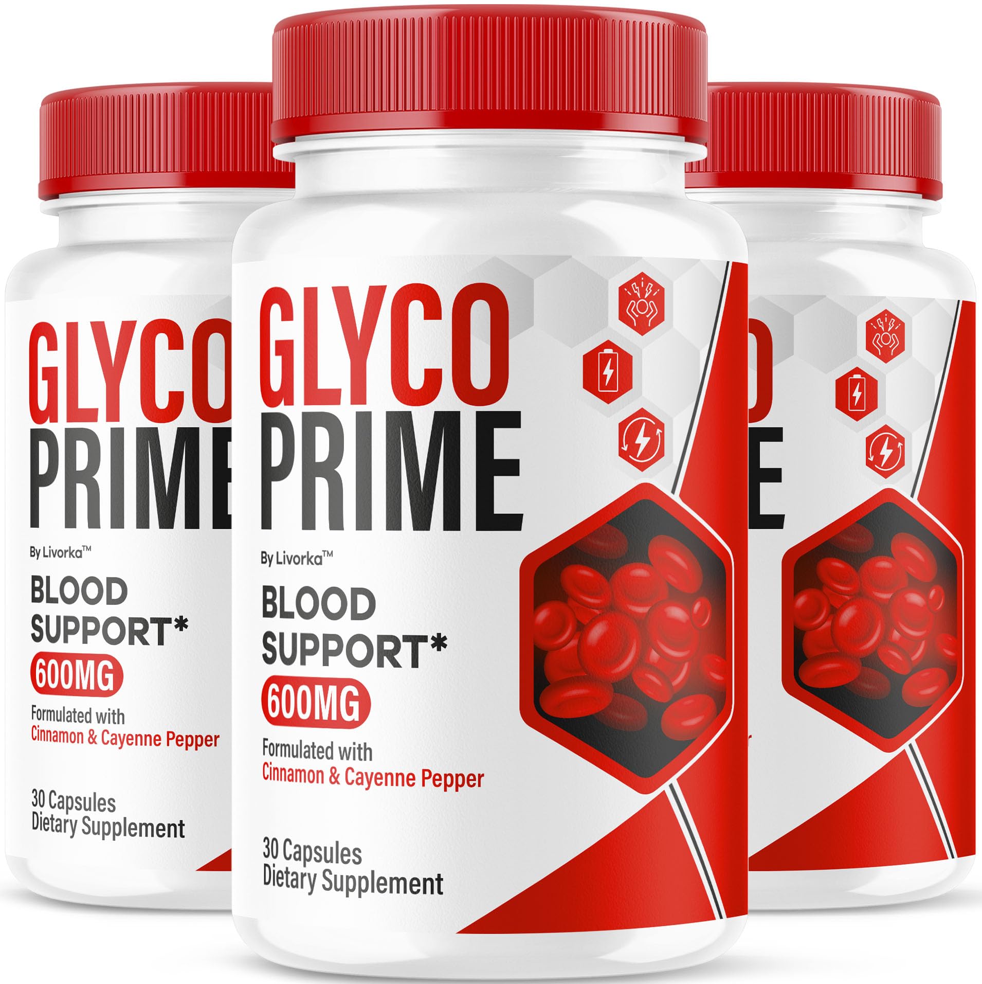 LIVORKA Glyco Prime three-pack front view for convenient daily wellness support.