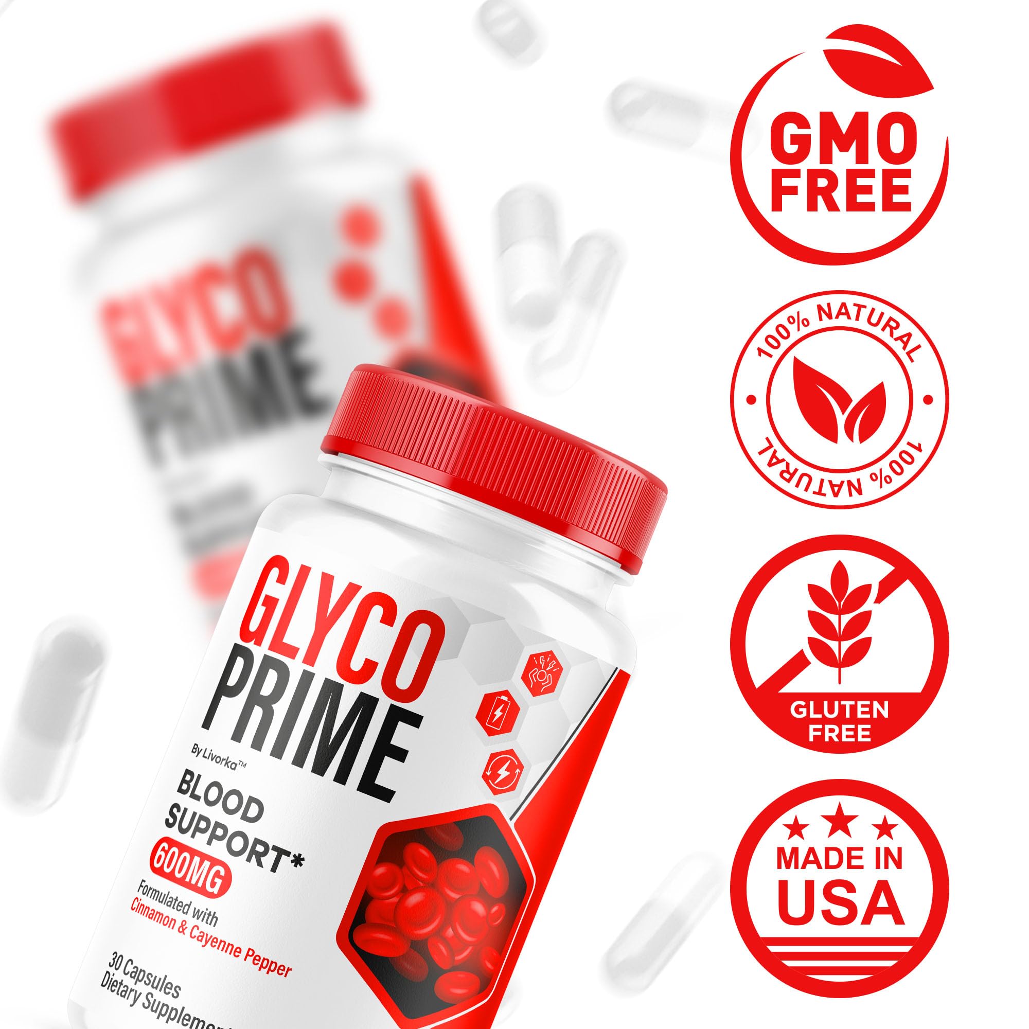 LIVORKA Glyco Prime ingredient chart illustrates natural components.