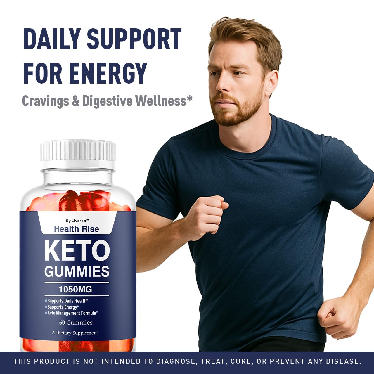 LIVORKA Health Rise Keto ACV Gummies apple flavor ideal for everyday snacking.