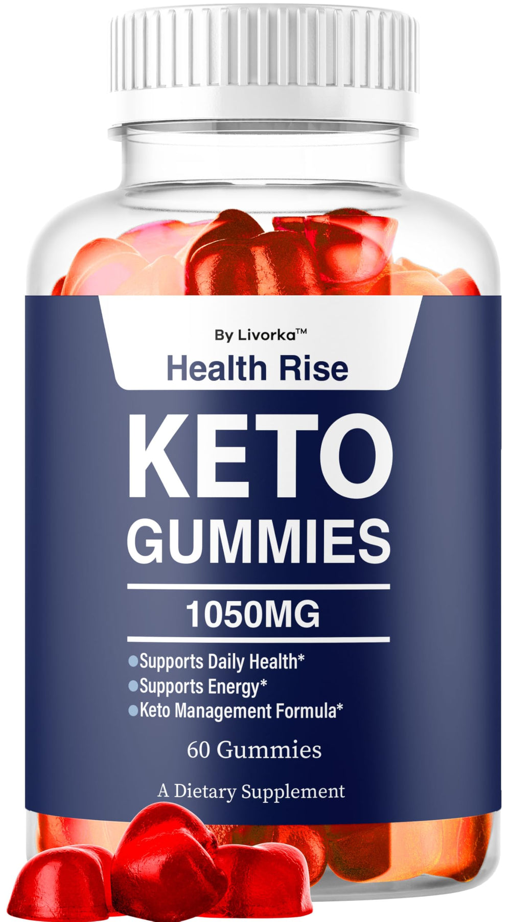 LIVORKA Health Rise Keto ACV Gummies bottle close-up for daily wellness.