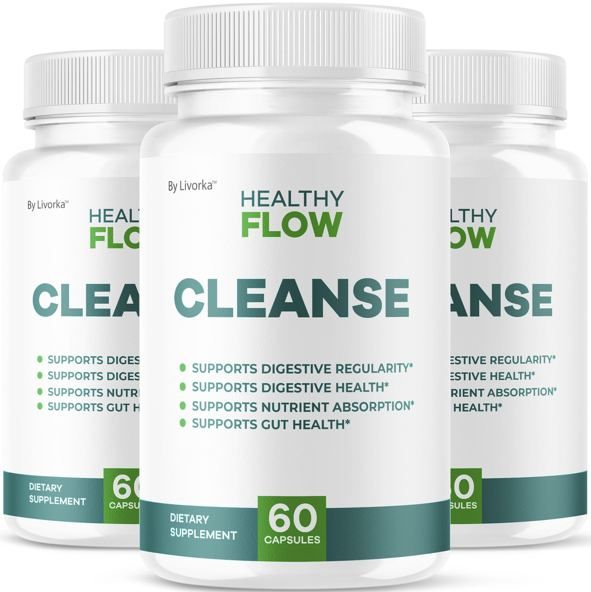 LIVORKA Healthy Flow Cleanse bottle front view for daily support