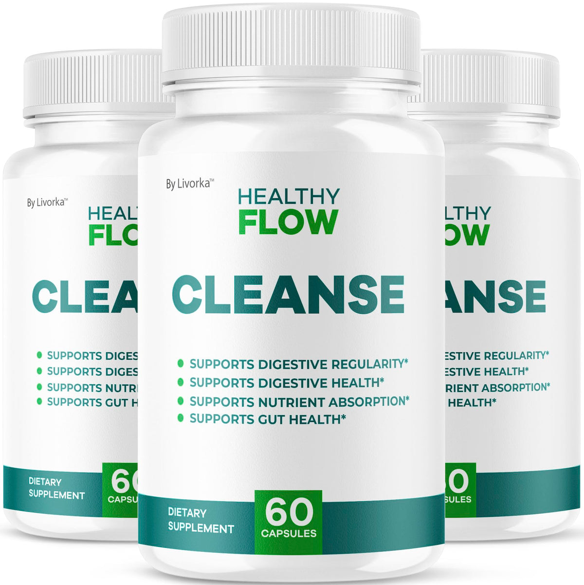LIVORKA Healthy Flow Cleanse bottle front view for daily support