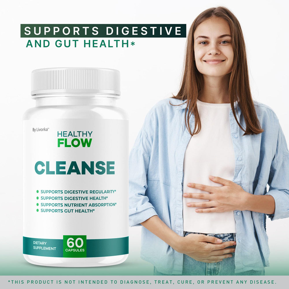 Close-up of LIVORKA Healthy Flow Cleanse capsules for easy dosage