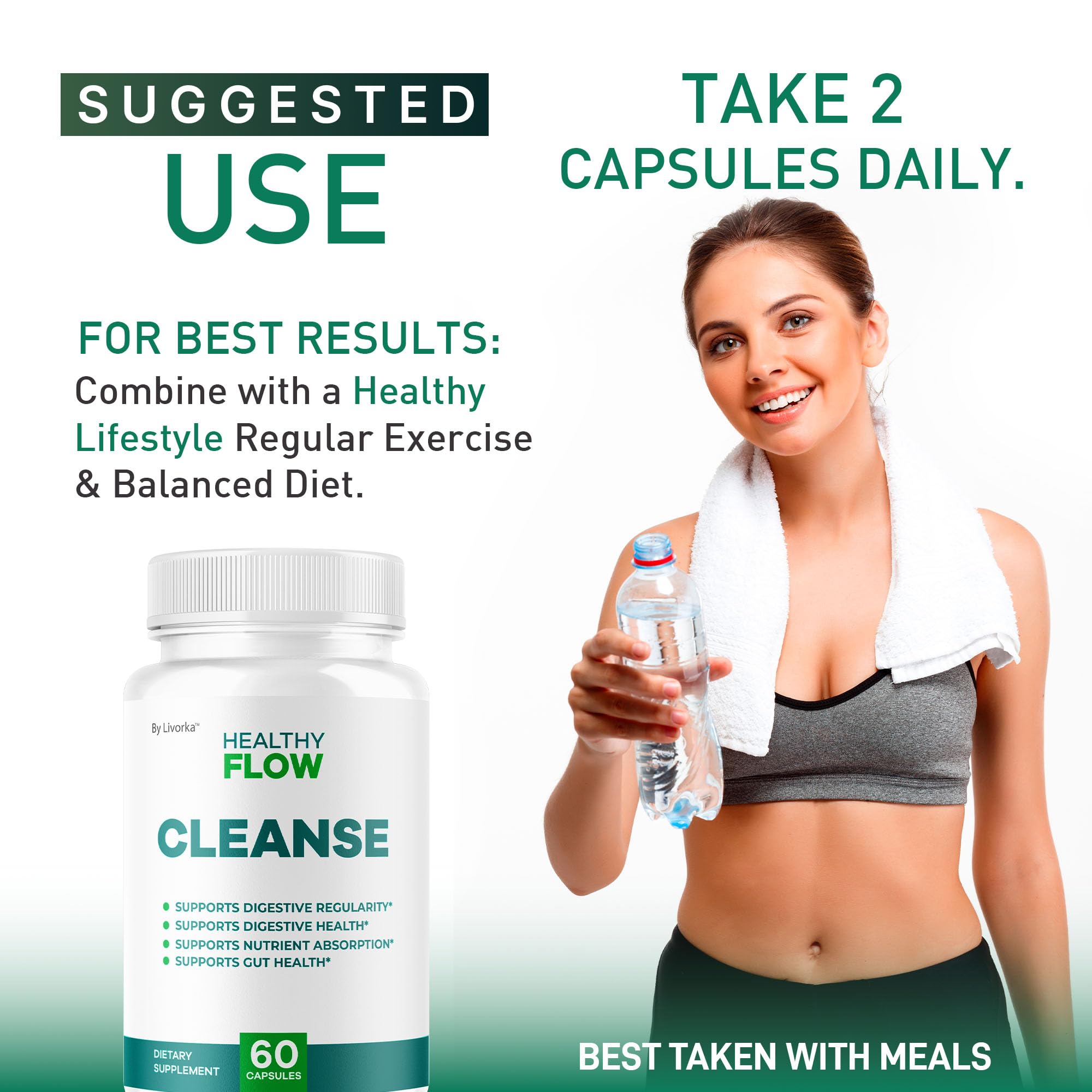 LIVORKA Healthy Flow Cleanse usage scene showing simple daily routine