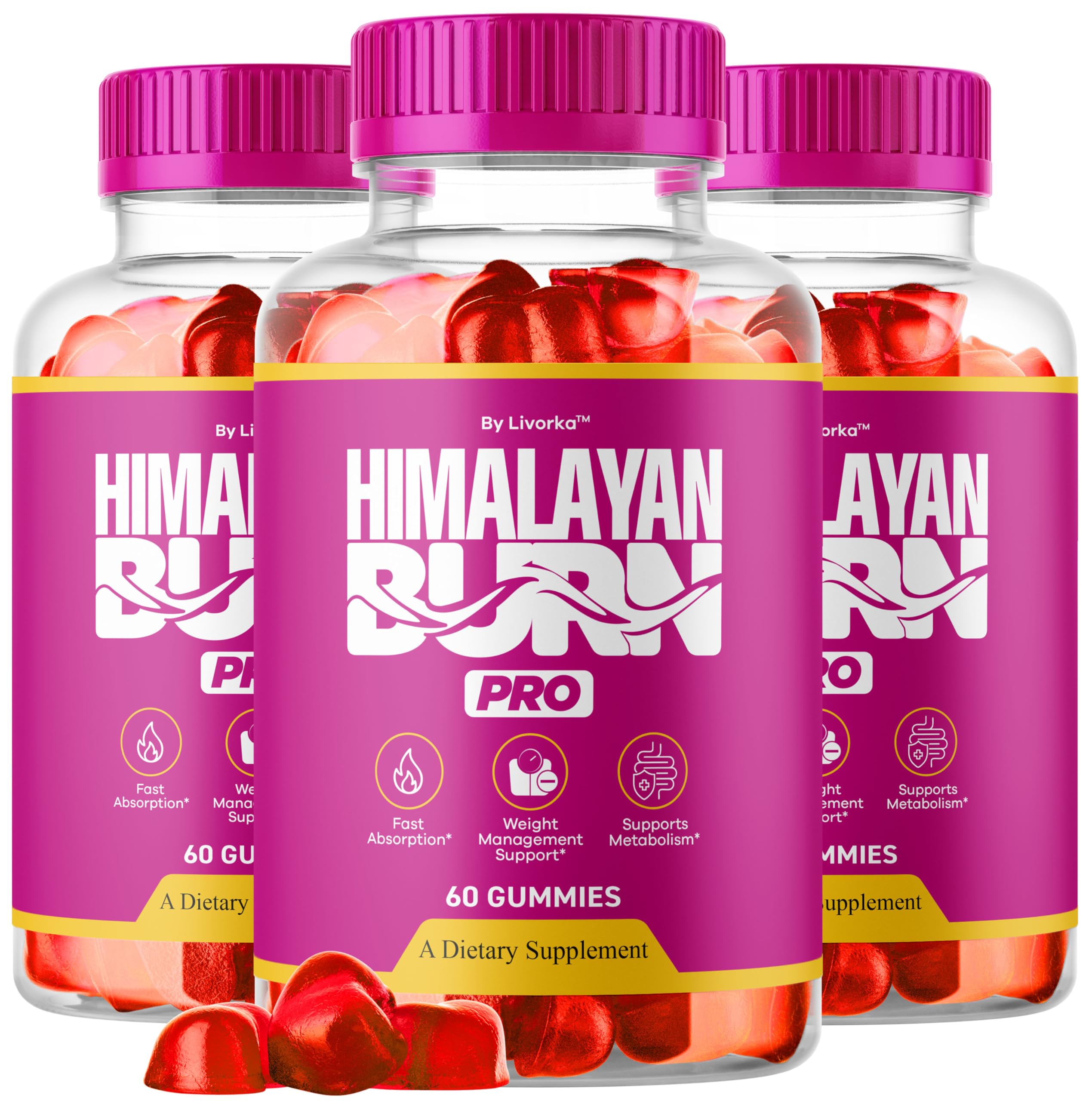 LIVORKA Himalayan Burn Pro Gummies bottle showcases daily wellness convenience.