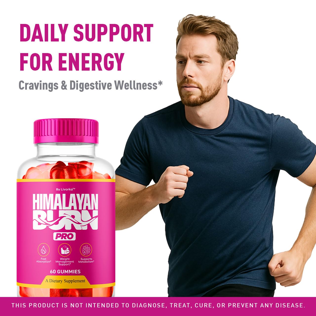 LIVORKA Himalayan Burn Pro Gummies pink salt formula image emphasizes natural minerals for vitality.