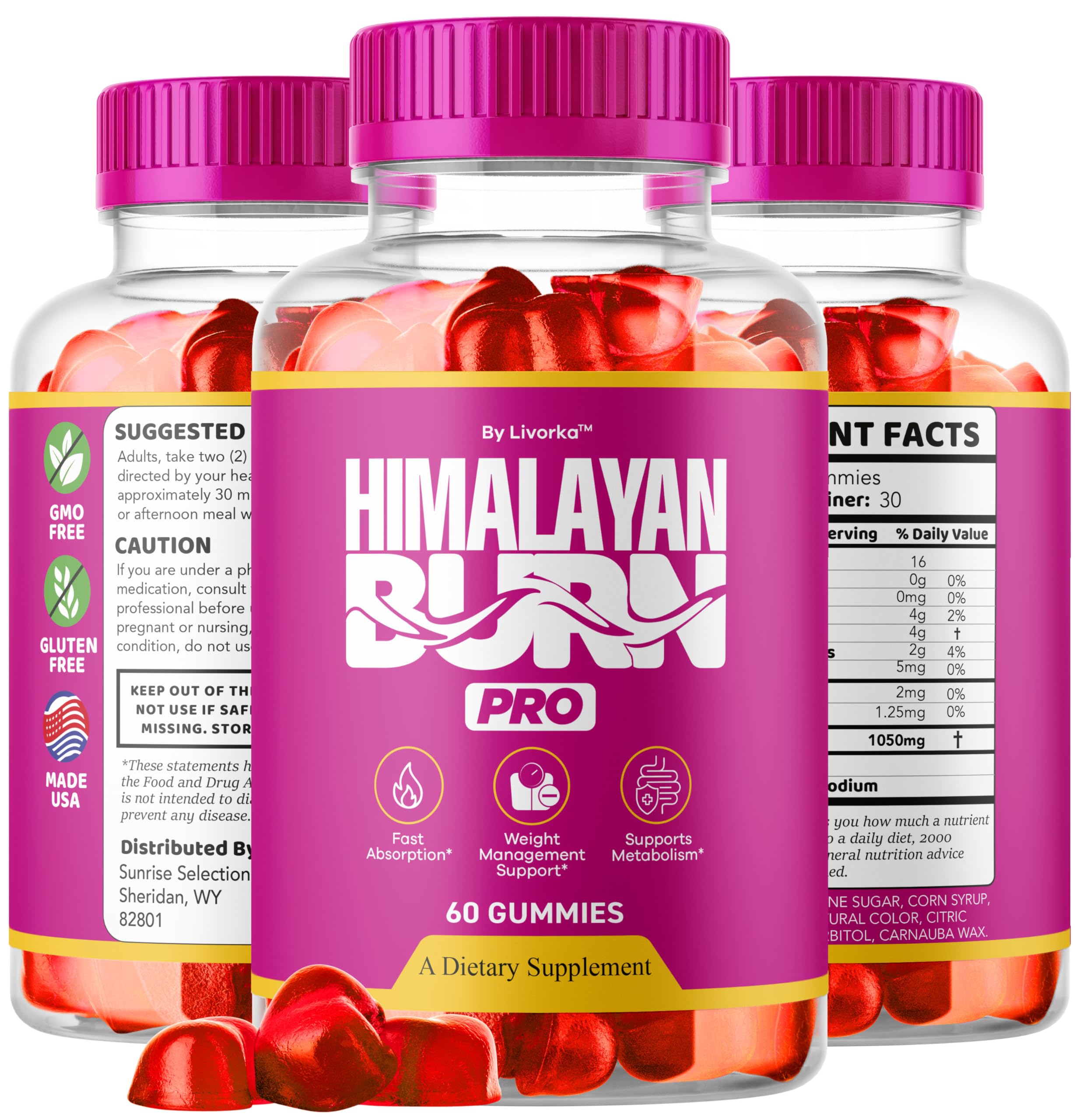 LIVORKA Himalayan Burn Pro Gummies serving counter shows measured intake.