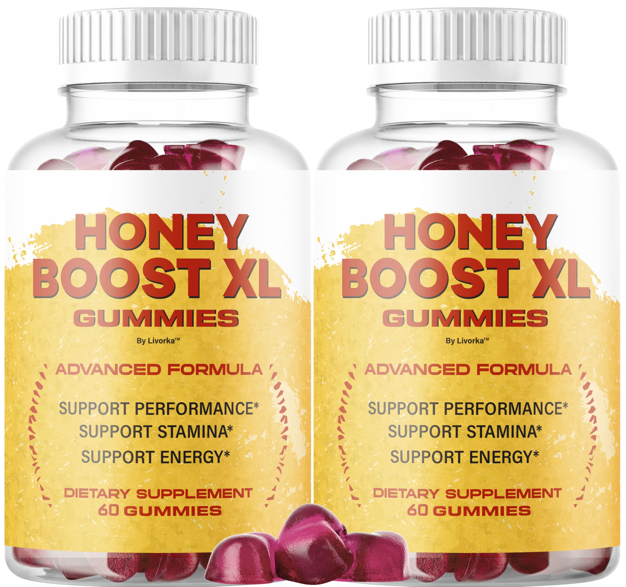 LIVORKA Honey Boost XL Gummies bottle-front, premium men’s wellness product.