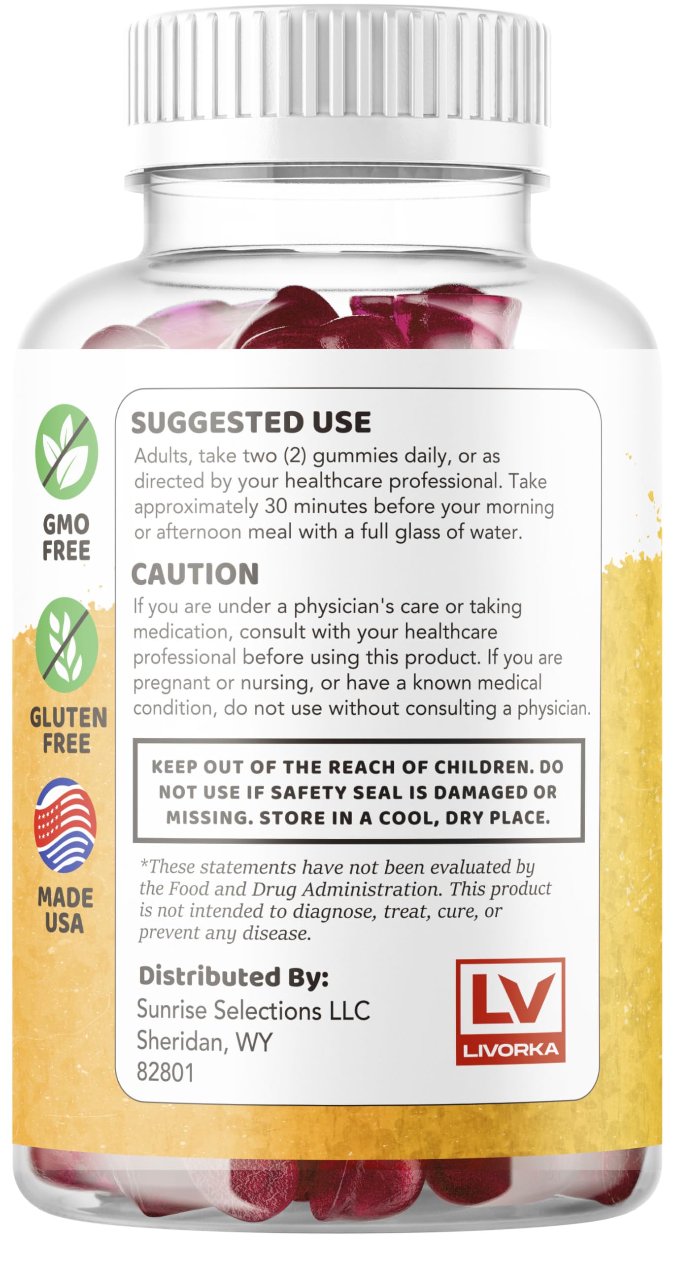 LIVORKA Honey Boost XL Gummies on a spoon illustrate easy daily consumption.
