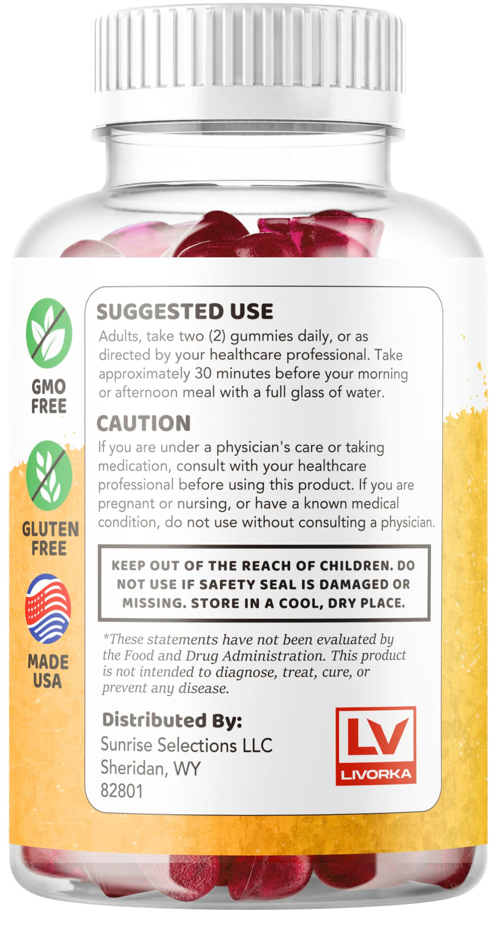 LIVORKA Honey Boost XL Gummies on a spoon illustrate easy daily consumption.