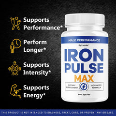 LIVORKA Iron Pulse Max bottle label highlights all-natural formula.