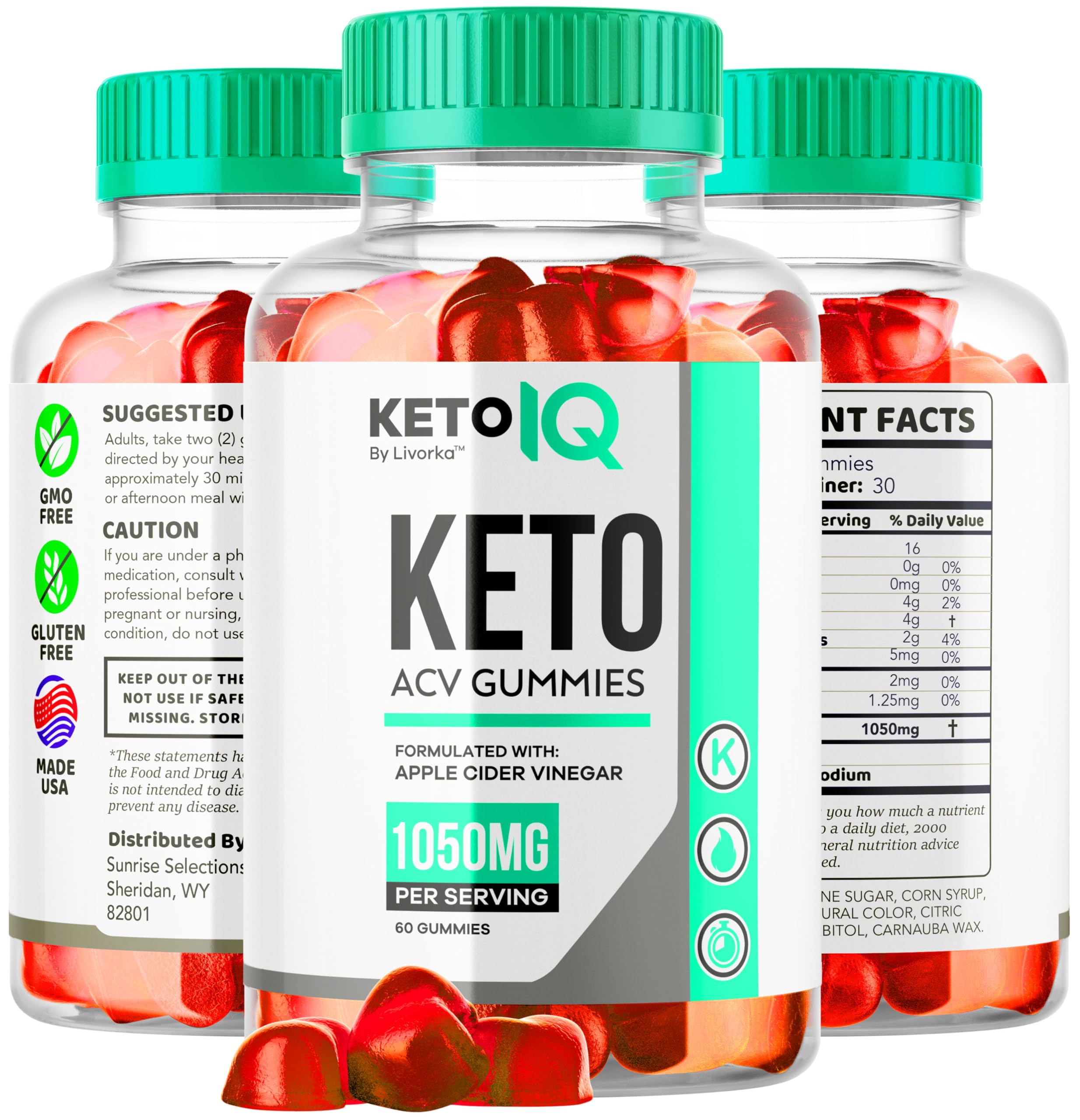 LIVORKA Keto IQ gummies with label noting a month’s supply