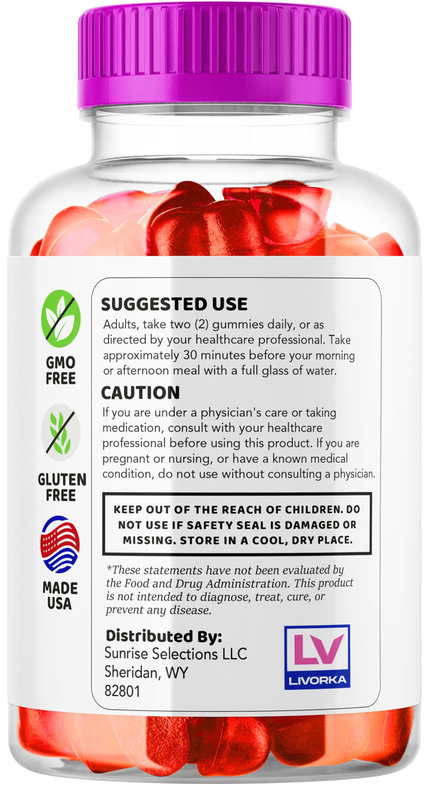 LIVORKA Ketobod ACV Gummies label, clear ingredients and keto-friendly options