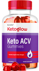 LIVORKA KetoGlow ACV gummies bottle front highlighting premium all-natural formula for daily support.