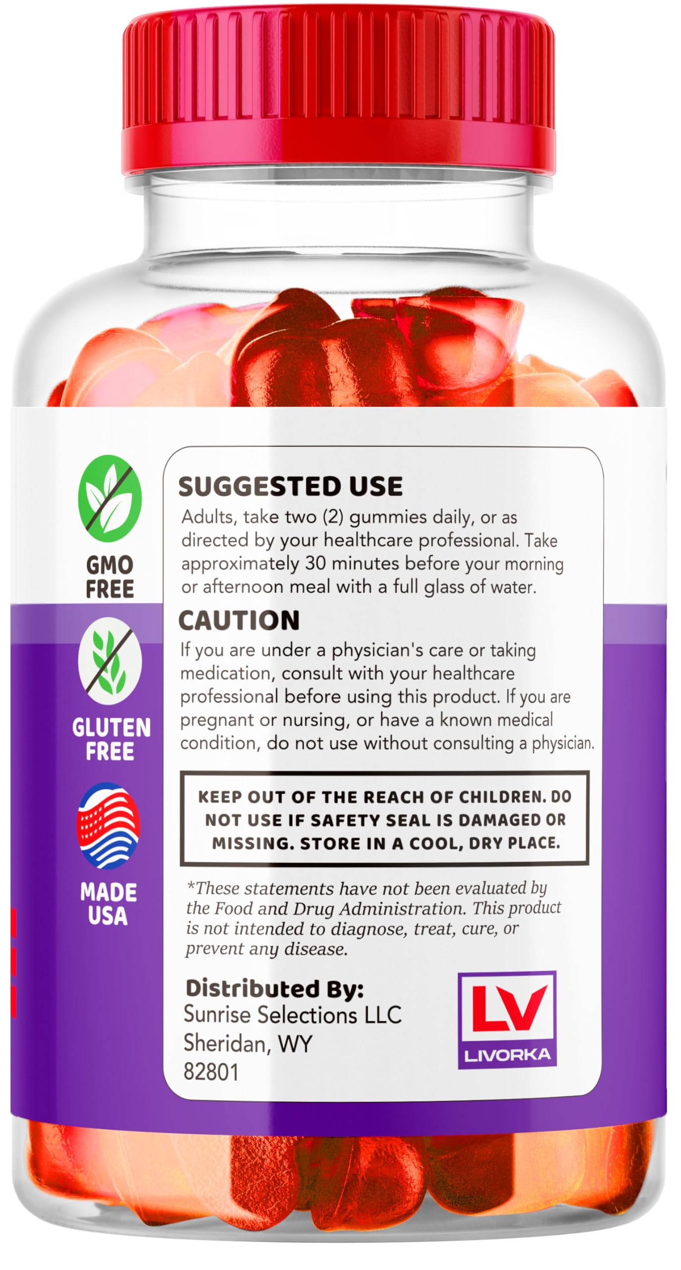 LIVORKA KetoGlow ACV gummies ingredients icon illustrating natural components for clean nutrition.