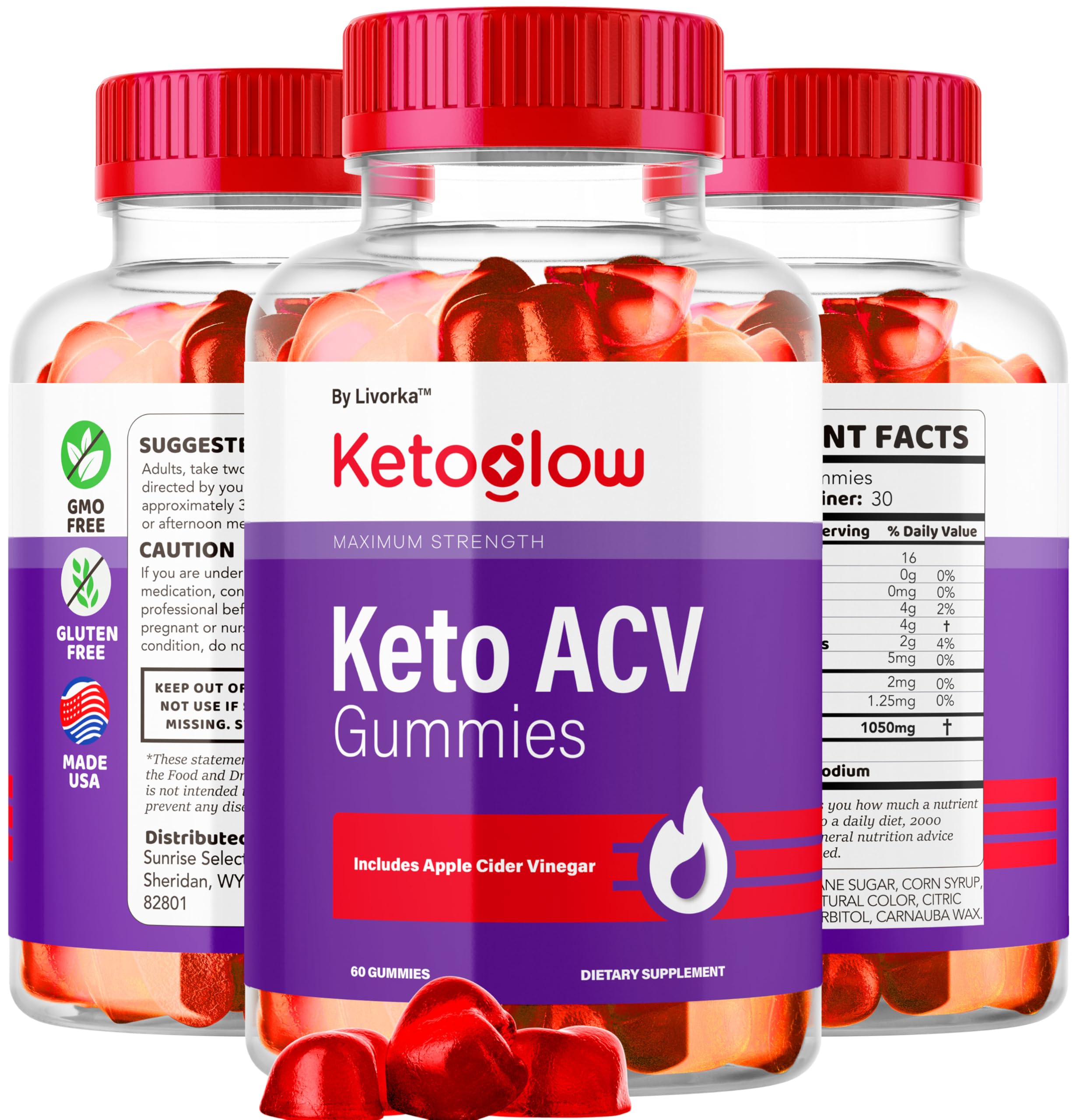 LIVORKA KetoGlow ACV gummies beside a lemon wedge to imply citrus flavor.