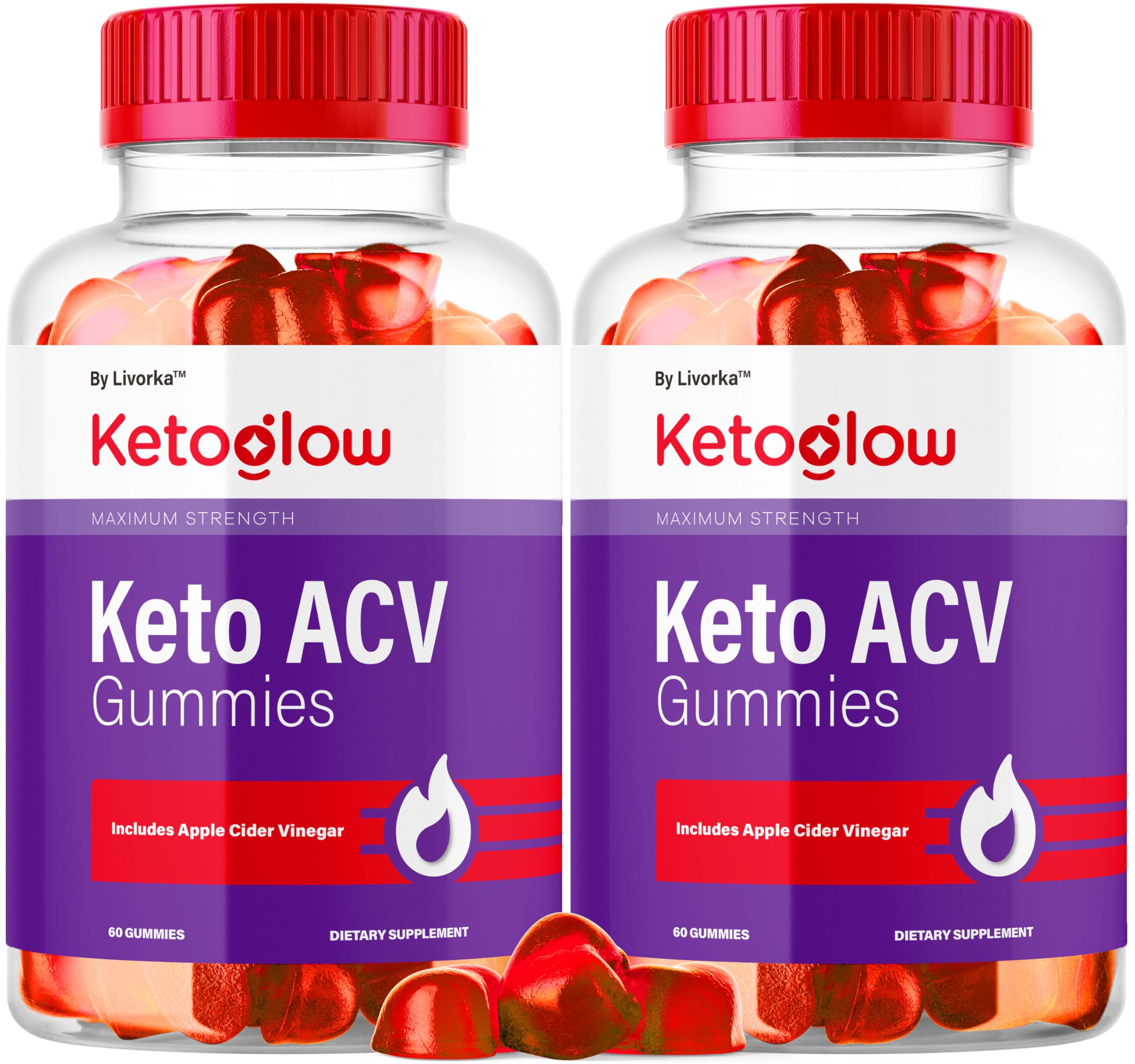 LIVORKA KetoGlow gummies bottle label showcases all-natural ingredients.