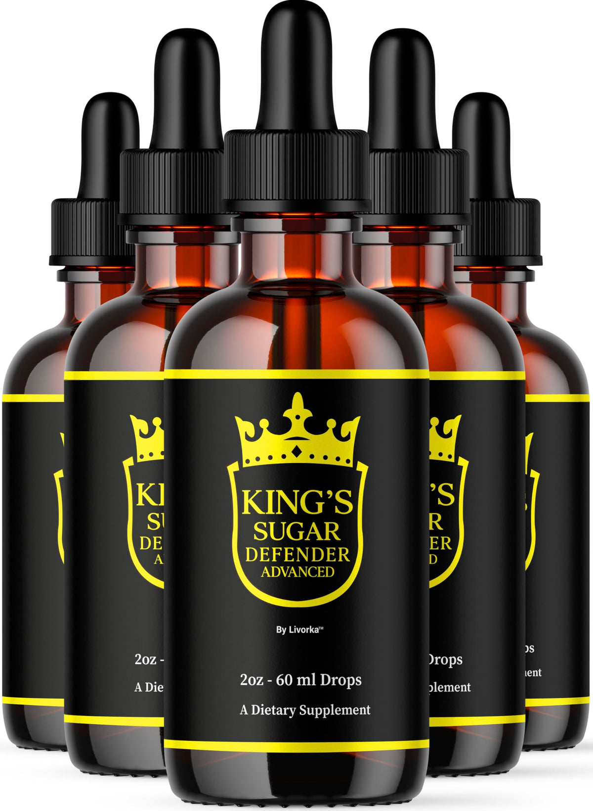 LIVORKA Kings Sugar Defender drops bottle for daily wellness support.