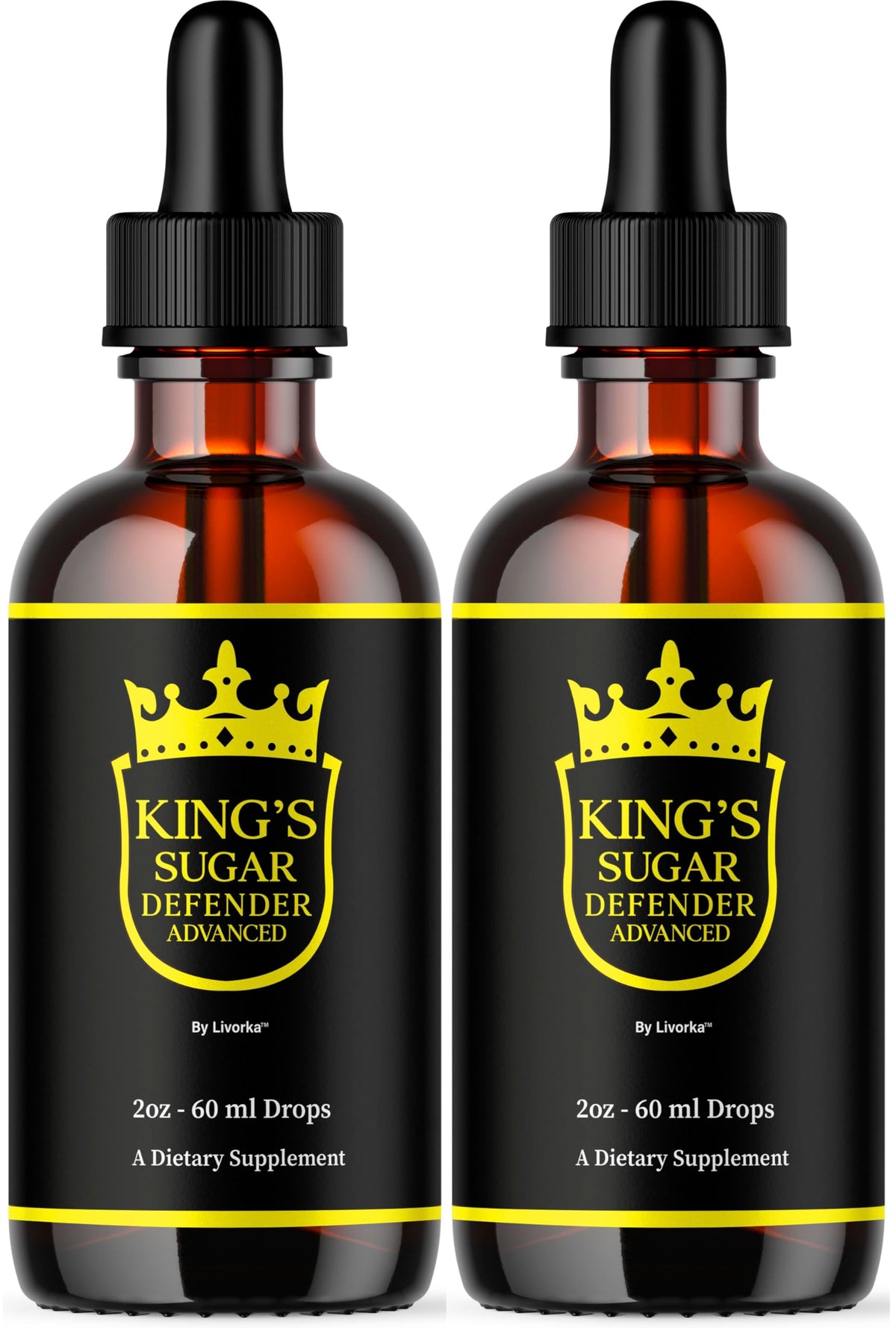 LIVORKA Kings Sugar Defender Drops bottles front view for everyday wellness support.