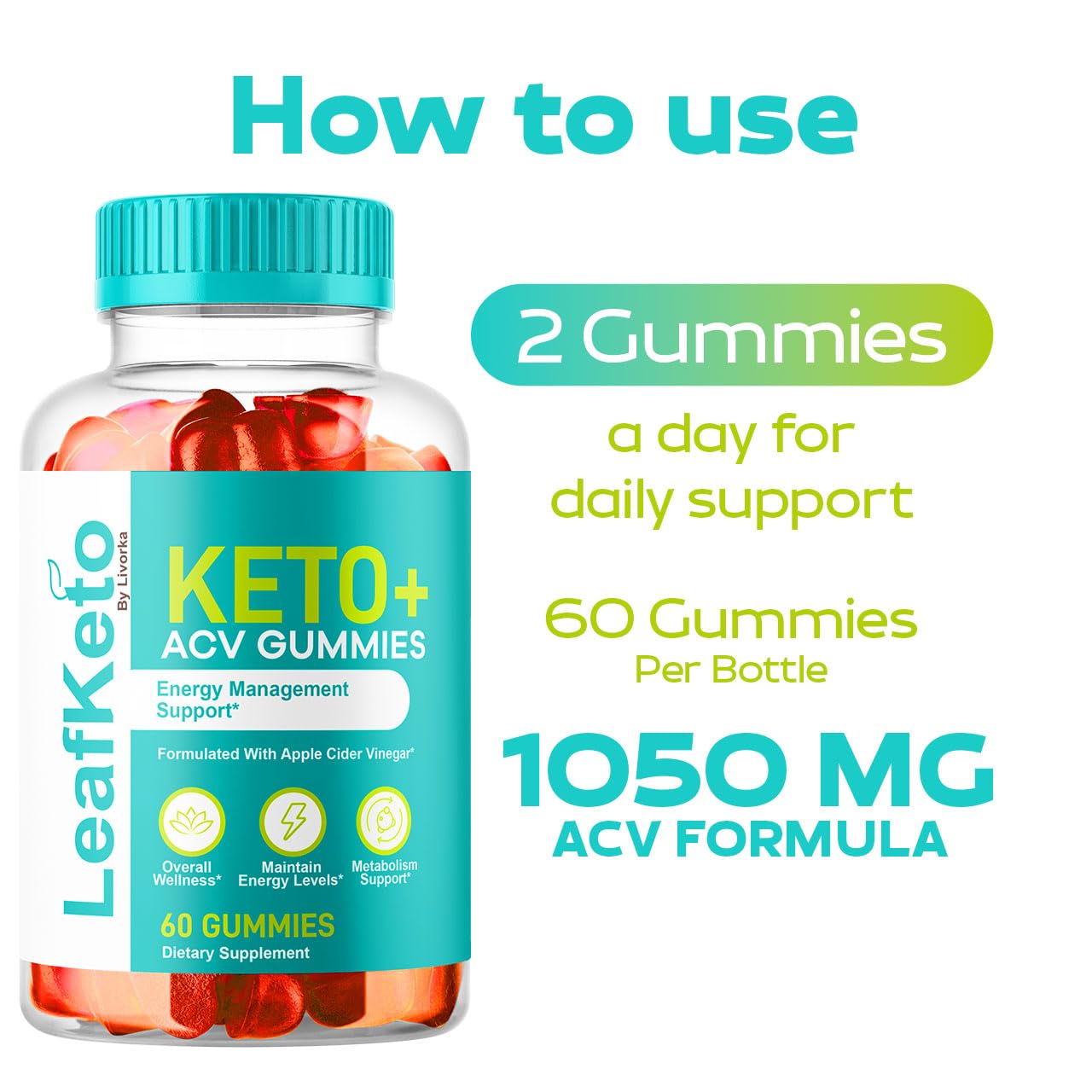 Close-up of Leaf Keto ACV Gummies texture highlighting chewable quality