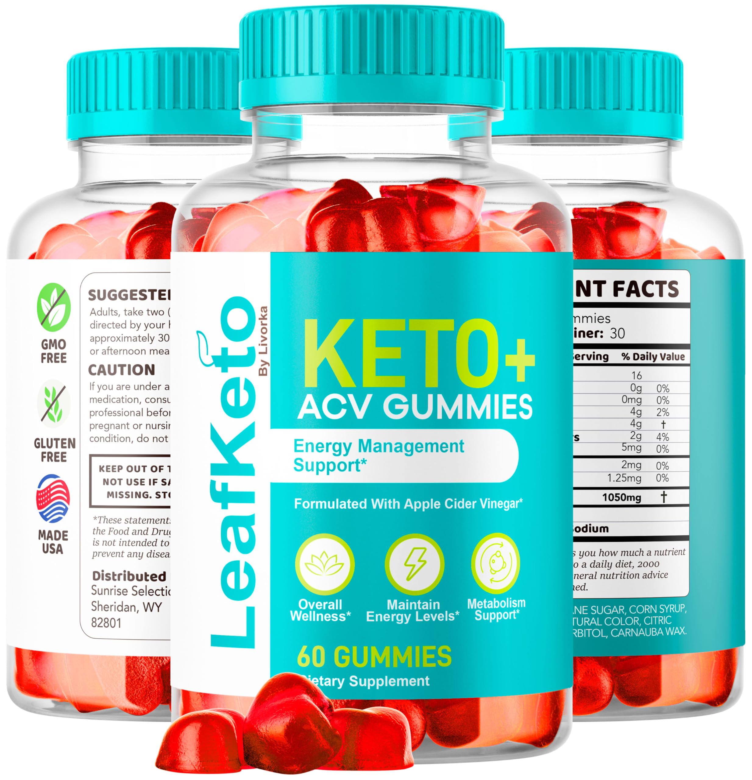 LIVORKA Leaf Keto ACV Gummies tray, neatly organized gummies.