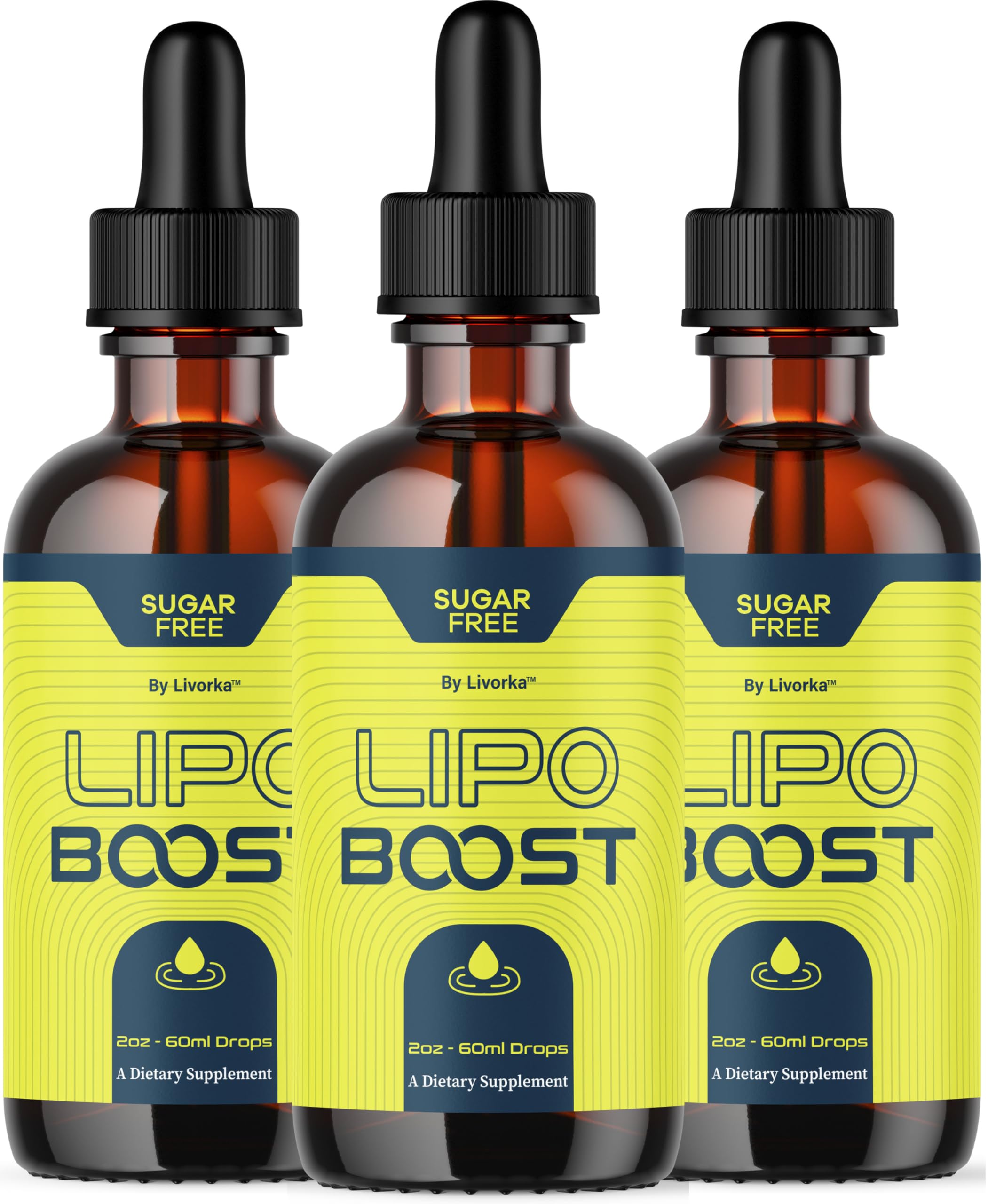 LIVORKA LipoBoost Drops 3-pack front view for daily wellness convenience
