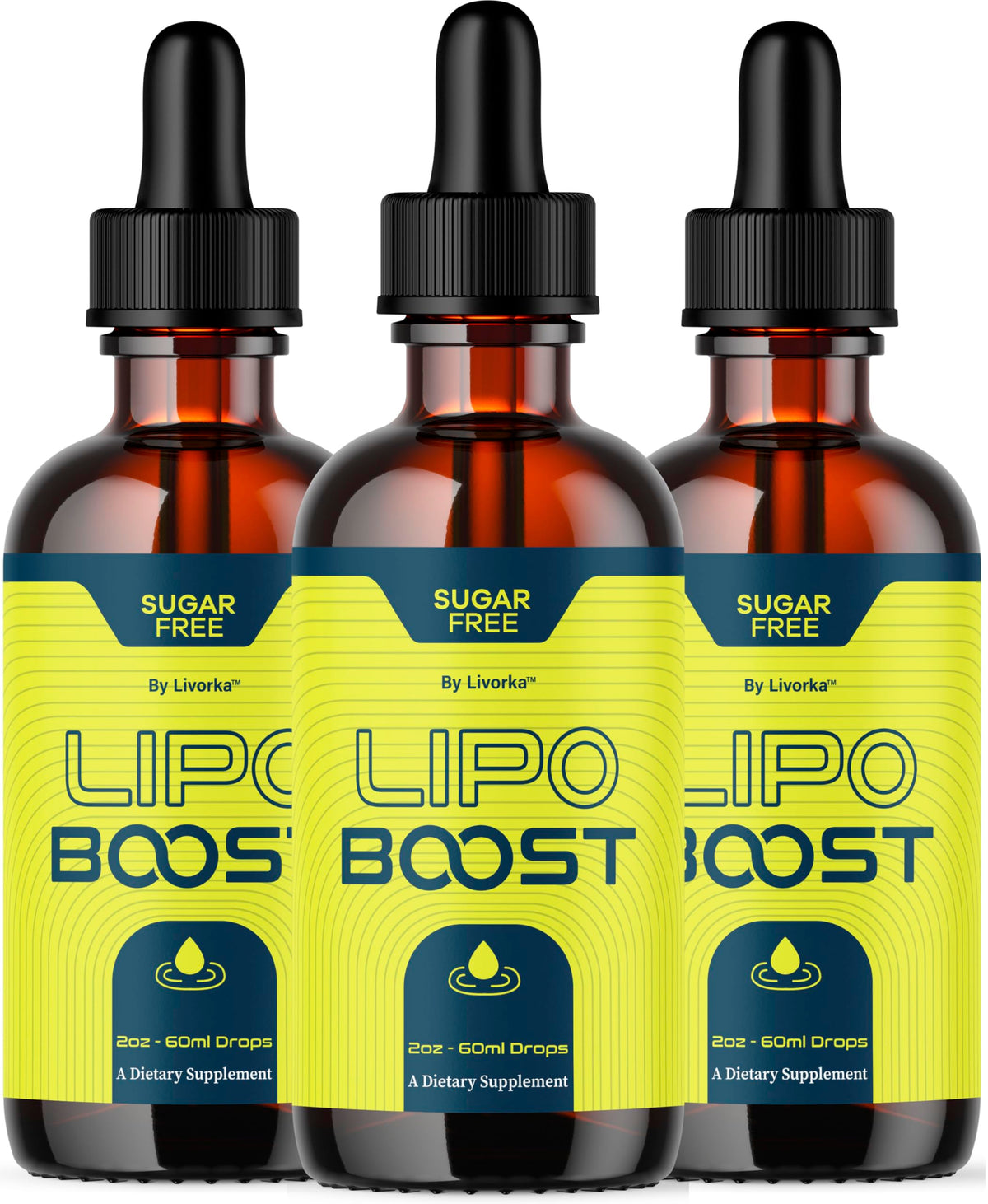 LIVORKA LipoBoost Drops 3-pack front view for daily wellness convenience