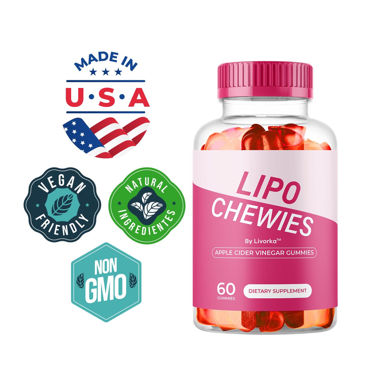 LIVORKA Lipogummies close-up of apple cider vinegar flavor