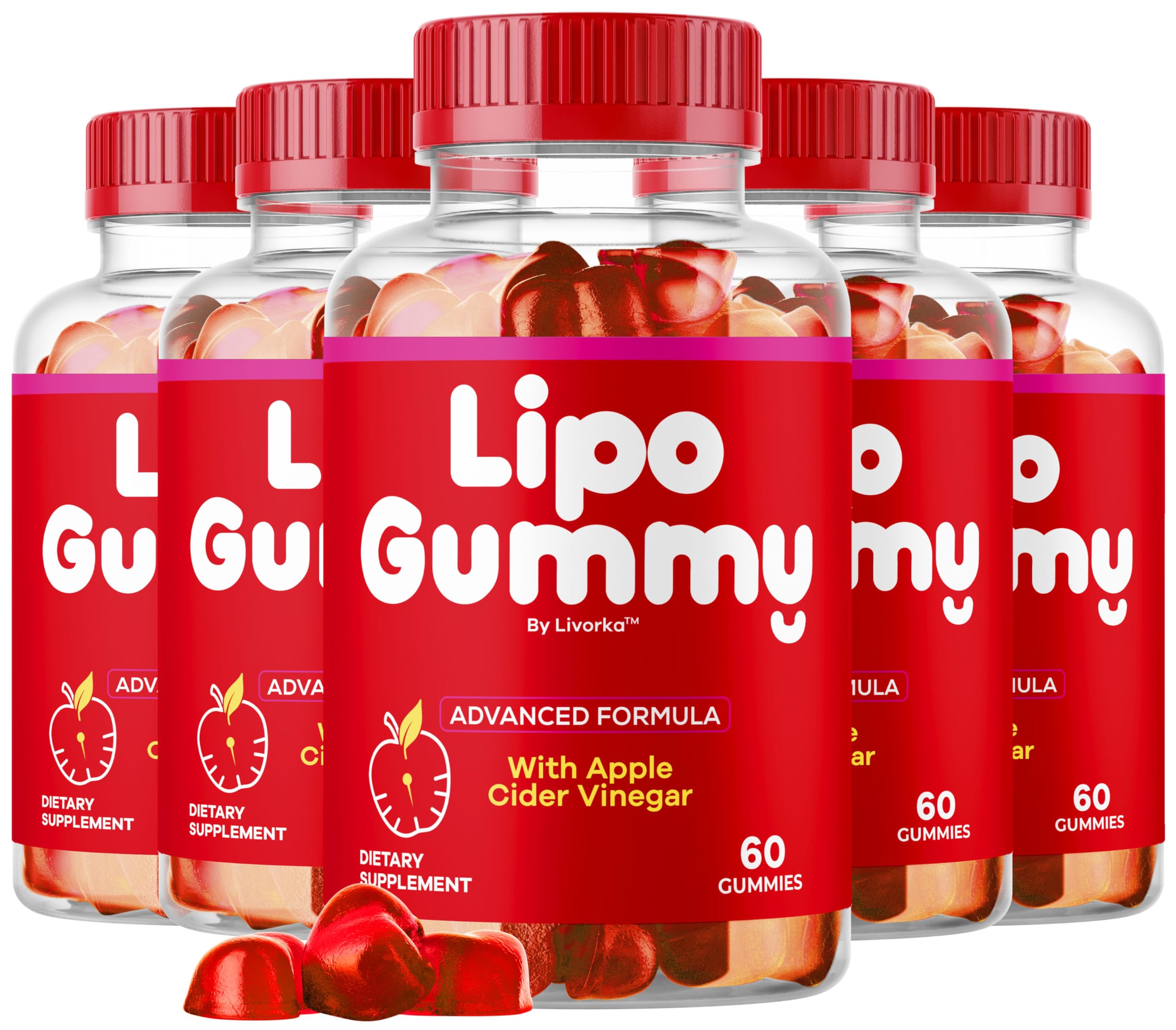 LIVORKA LipoGummy bottle front view showing a convenient daily wellness gummy