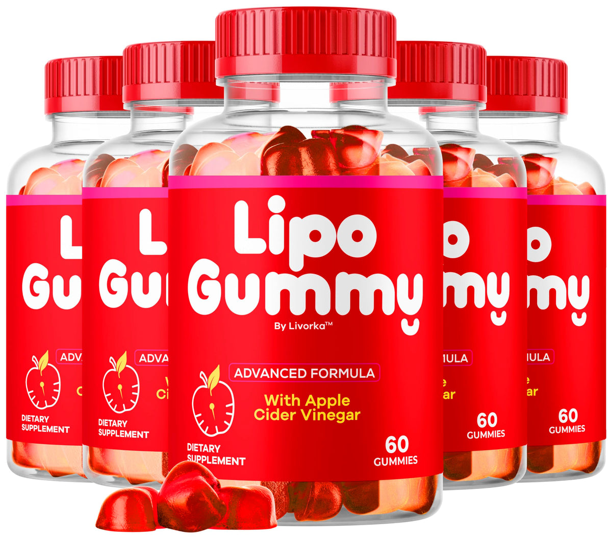 LIVORKA LipoGummy bottle front view showing a convenient daily wellness gummy