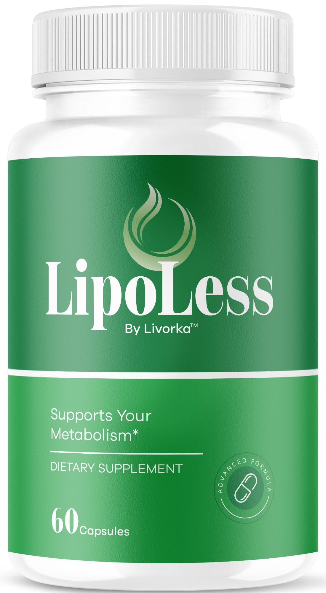 LIVORKA LipoLess capsules in bottle; supports daily wellness routine.