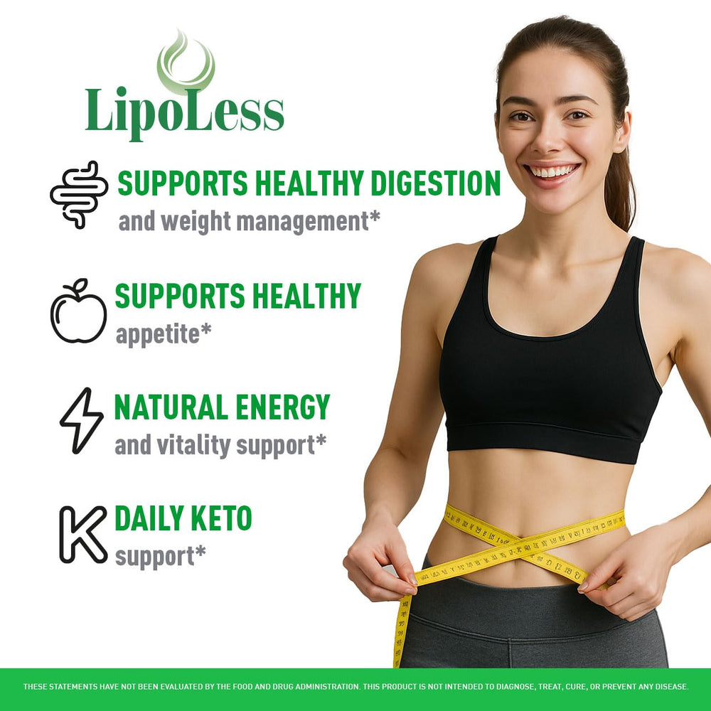 LIVORKA LipoLess bottle side view, easy daily capsule routine.