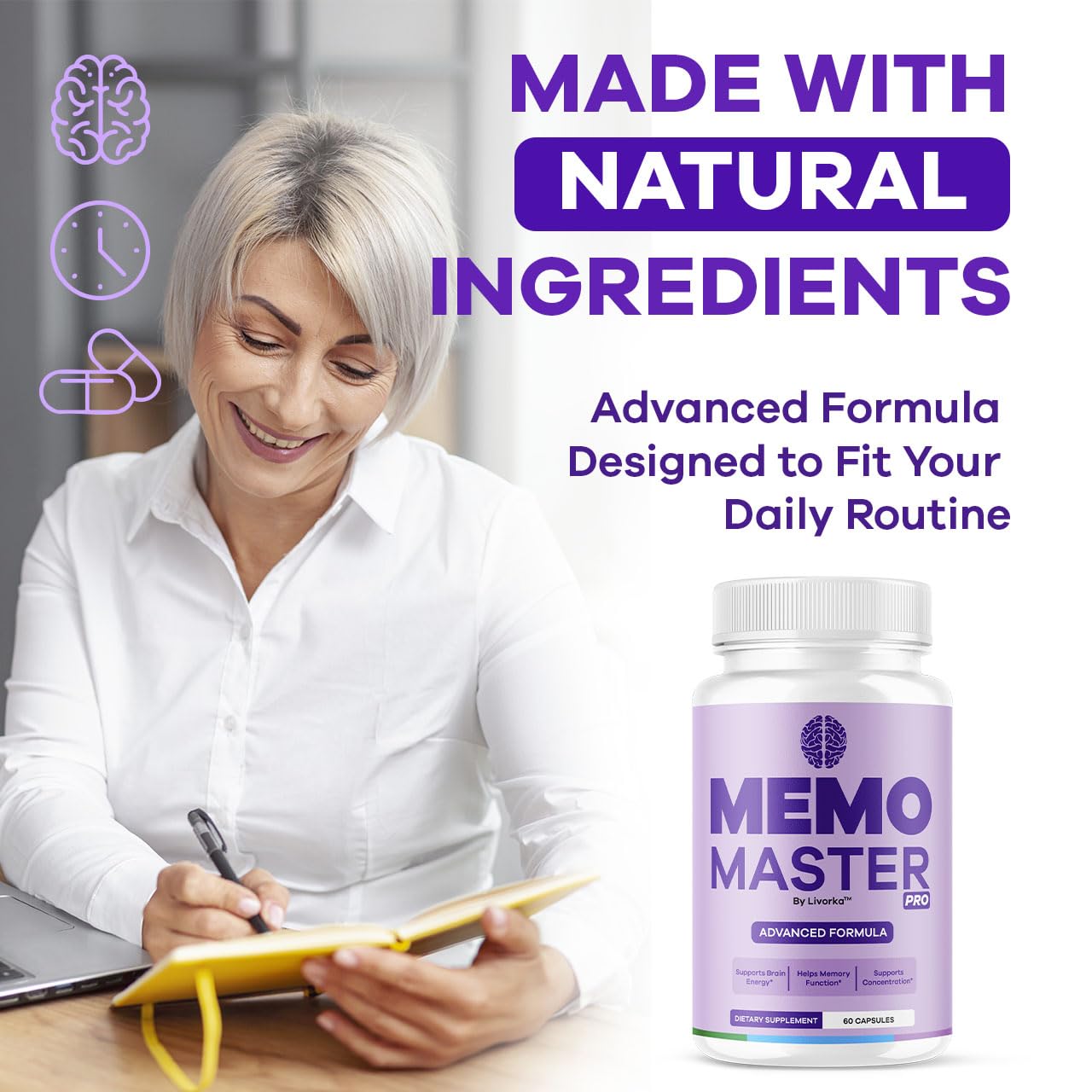 LIVORKA Memo Master Pro on-the-go use shown with a daily routine.
