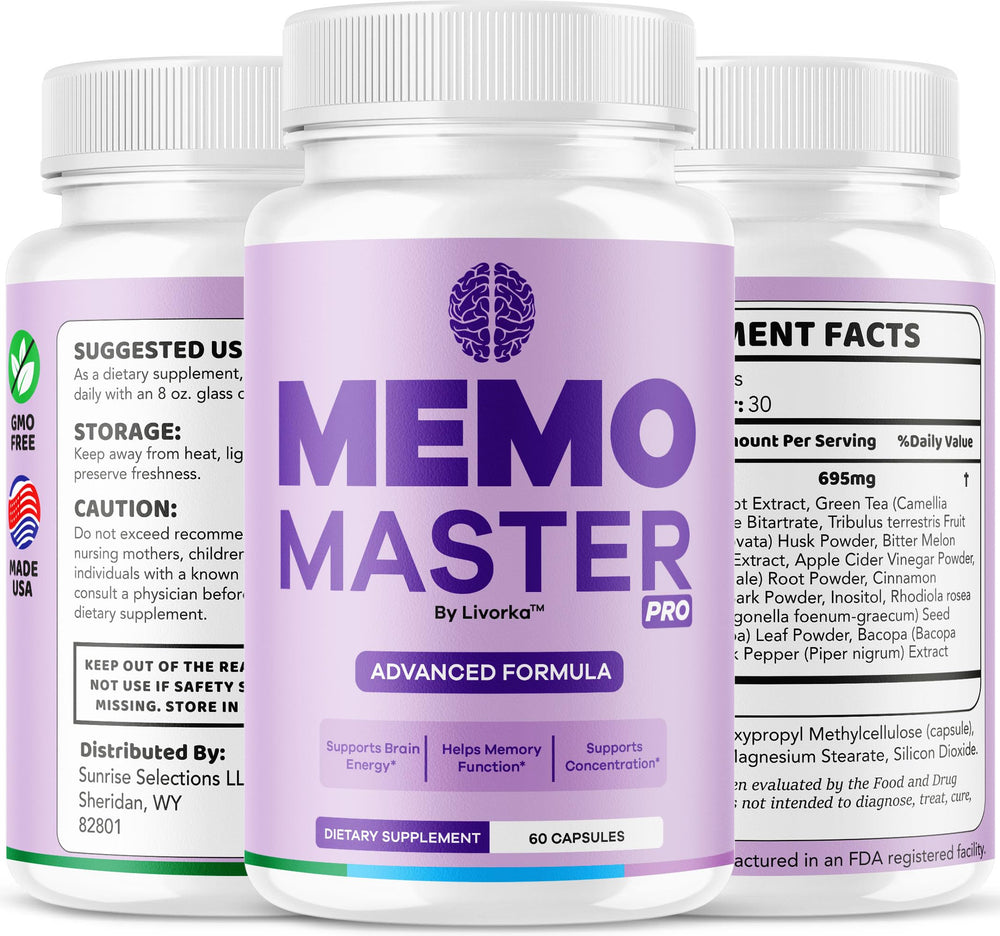 LIVORKA Memo Master Pro natural ingredients showcased for gentle cognitive support.