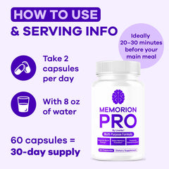 Memorion Pro bottle cap and label close-up, premium design.