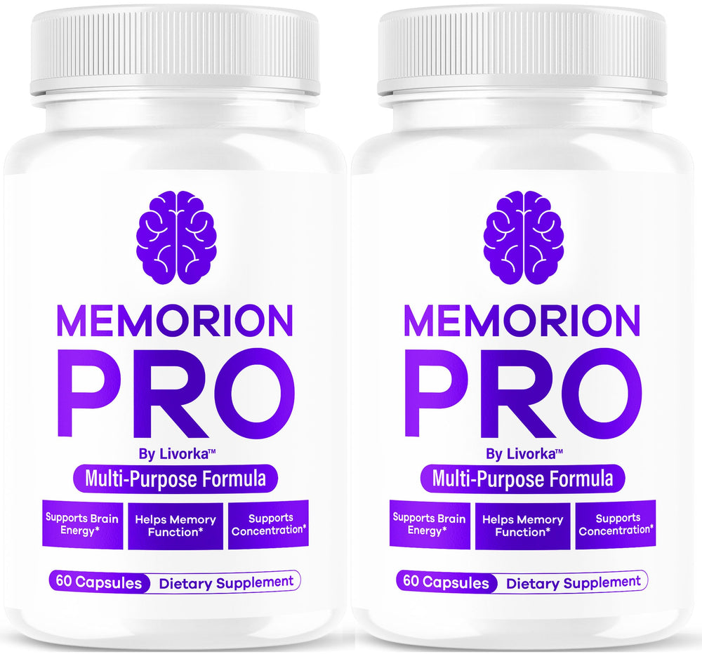 LIVORKA Memorion Pro bottle front shows daily brain support capsules.