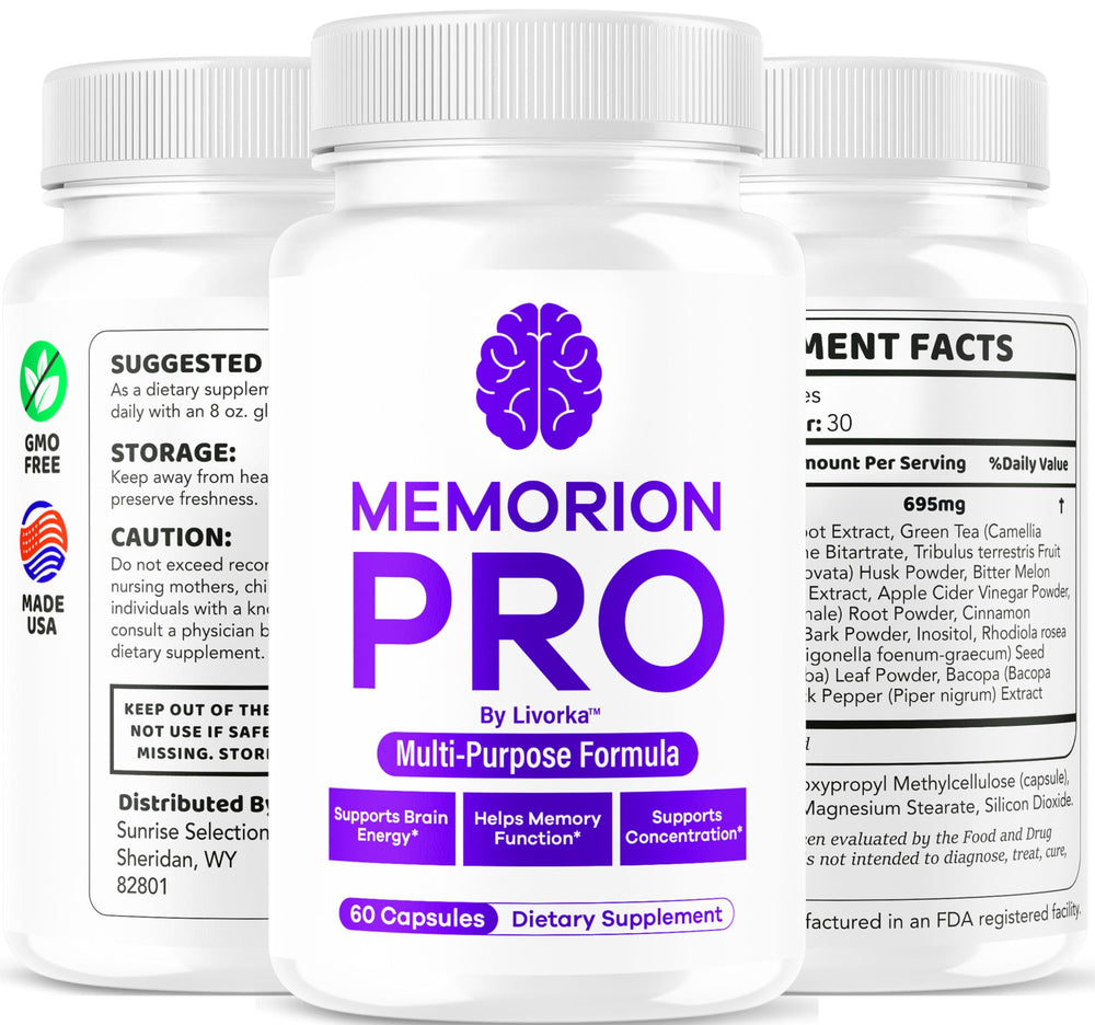 LIVORKA Memorion Pro two-month supply highlights long-term daily brain support.
