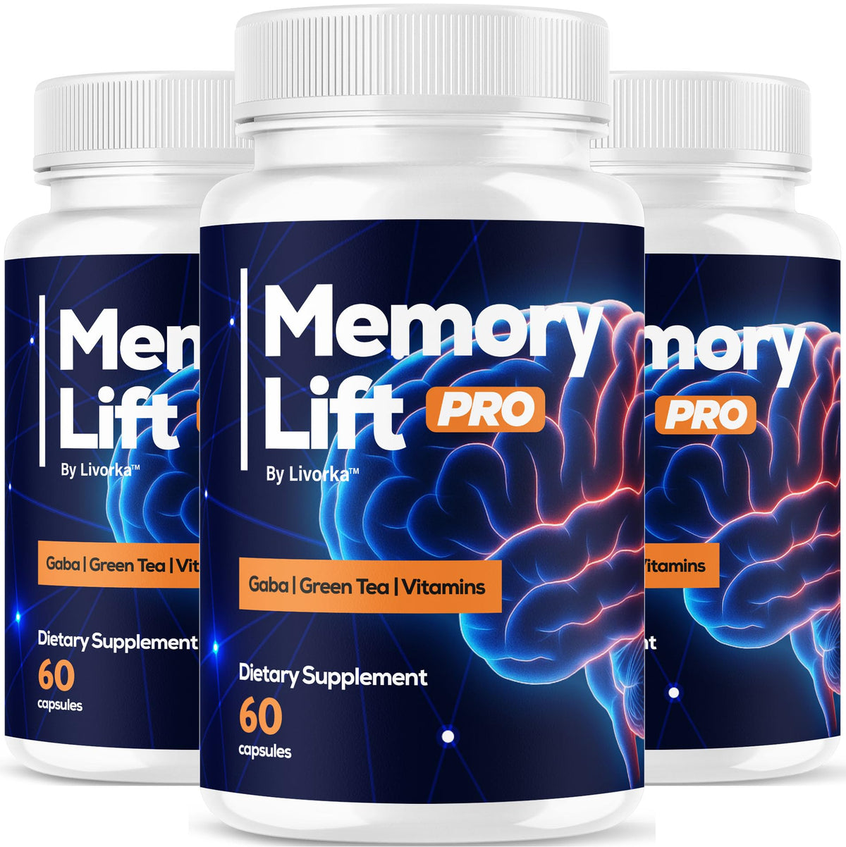 LIVORKA Memory Lift Pro triple-pack bottle ready for daily use.