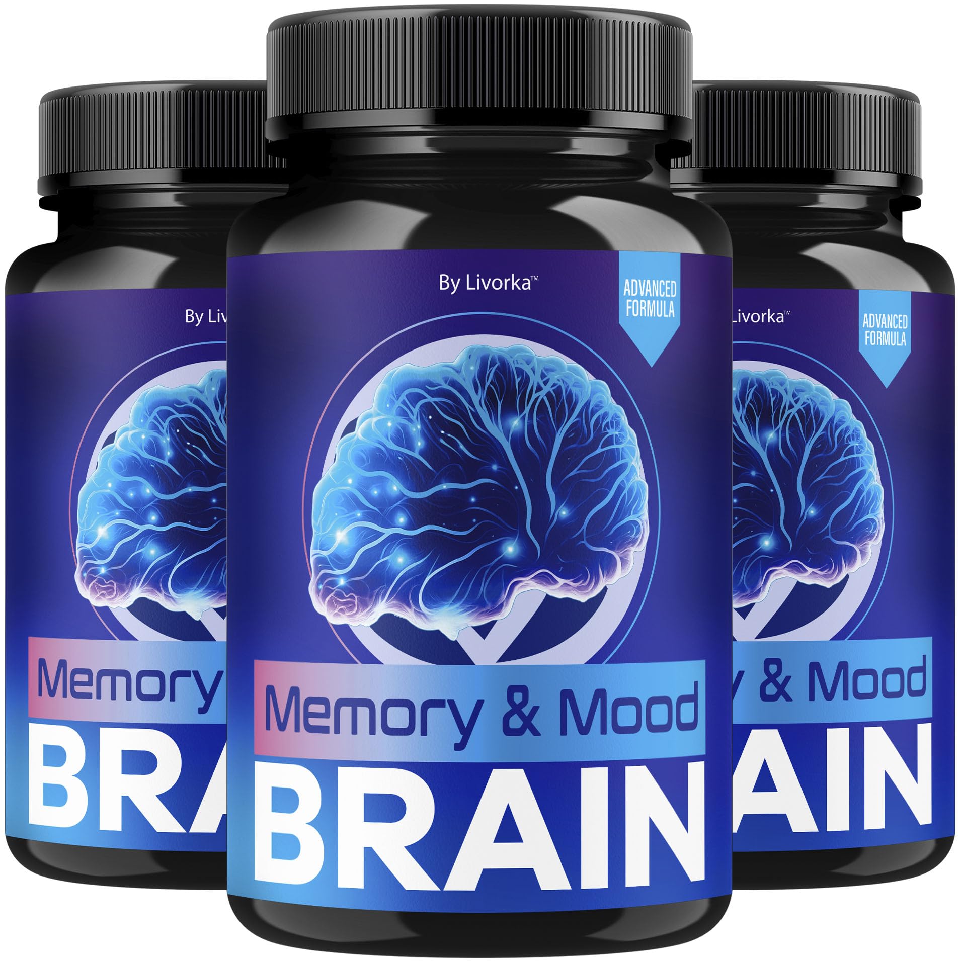 LIVORKA Memory Mood Brain 3pack hero, supports daily cognitive focus and mood.
