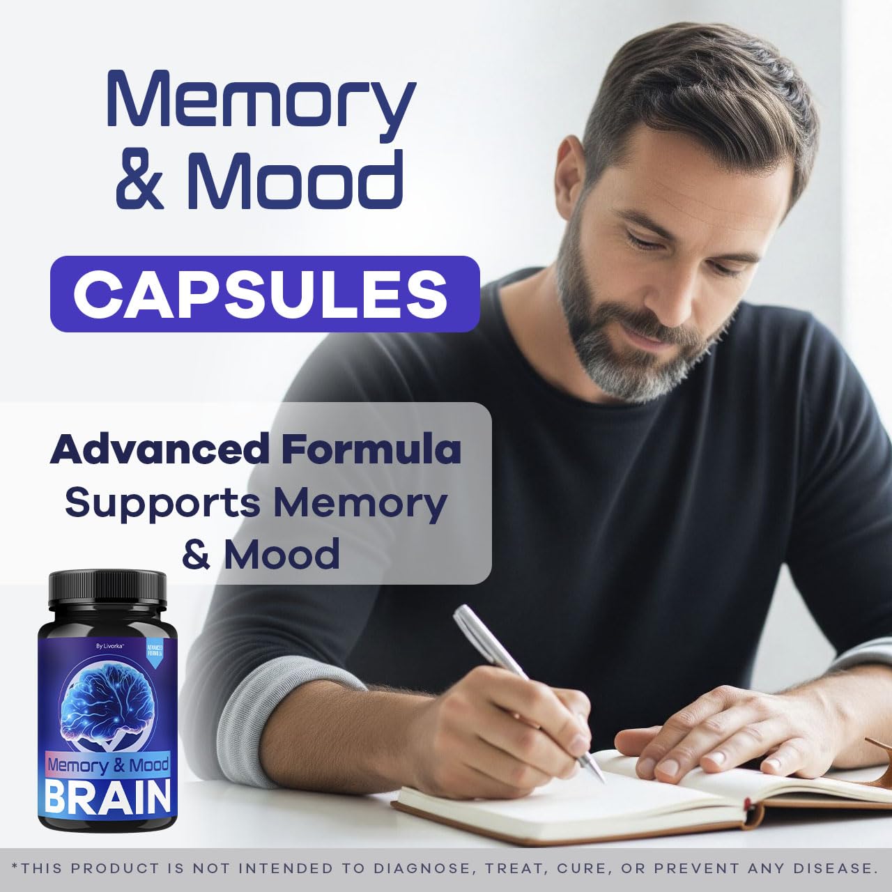 LIVORKA Memory Mood Brain bottle front view showing the 3pack.