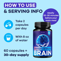 LIVORKA Memory Mood Brain capsules held in hand for on‑the‑go use.
